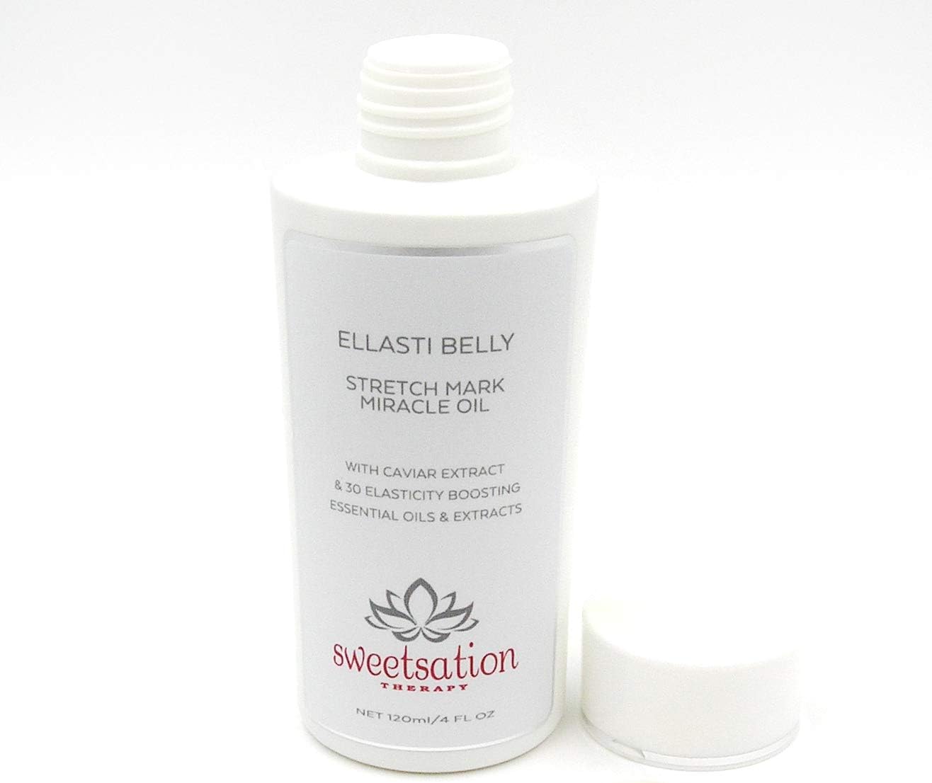 Sweetsation Therapy- Organic EllastiBelly Stretch Mark Miracle Oil, 4oz. Stretch Marks Prevention in Pregnancy With Omega 3,6,9, Vitamins,Amino Acids, 30+ Extracts to Boost Elasticity