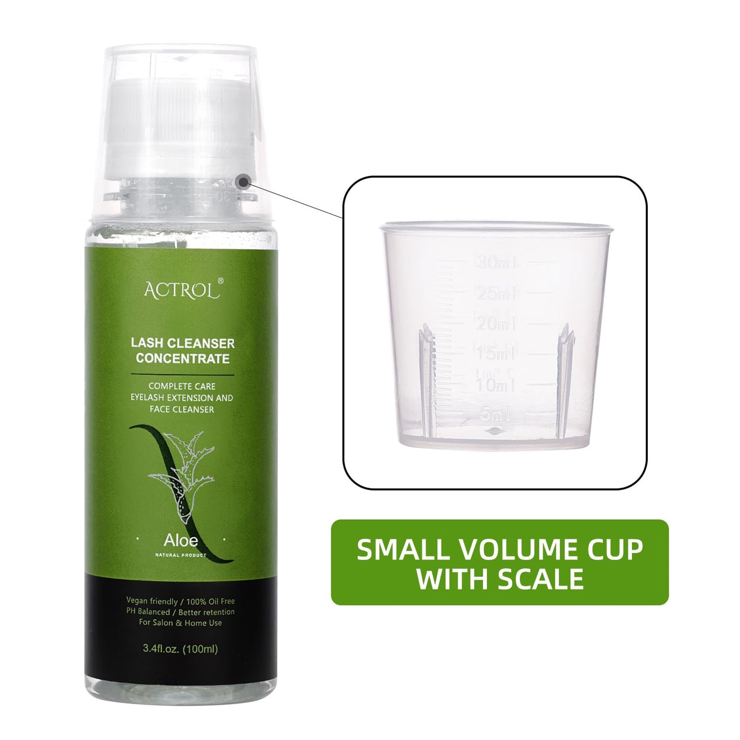 Eyelash Shampoo Concentrate 100ml Lash Extensions Cleanser Concentrate Aloe Foaming Shampoo DIY Paraben & Sulfate Free Wash for Extensions Lashes with Salon Home Care-Makes