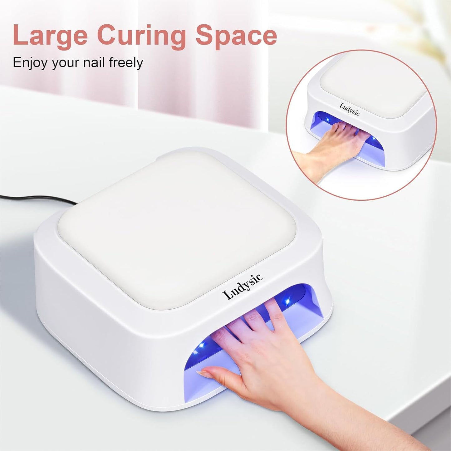 UV LED Nail Lamp with Hand Pillow,48W UV Light for Gel Nails Nail Dryer with Smart Sensor, LCD Display Fast Curing Gel Nail Polish Nail Art Tools Manicure(White)