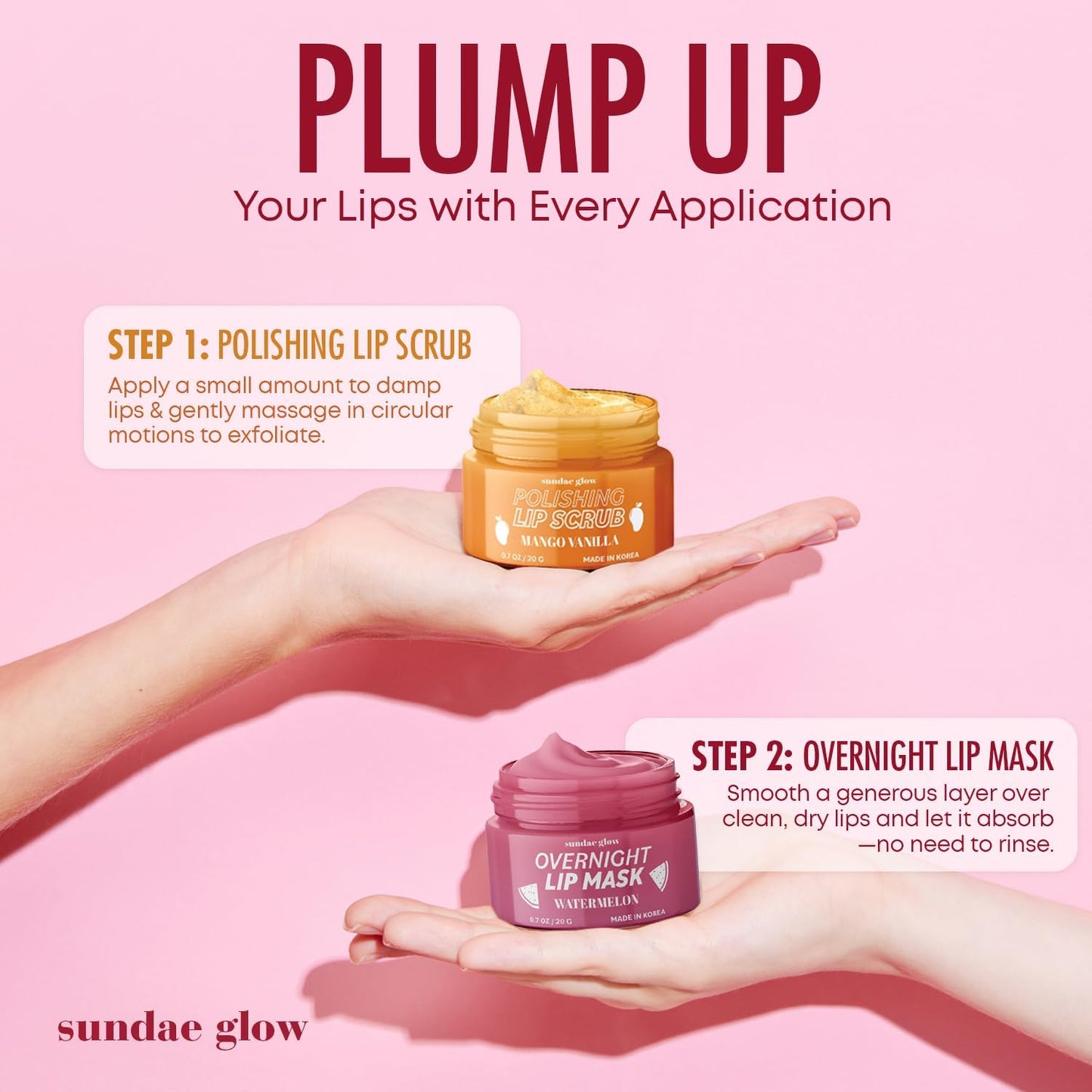 Mango, Vanilla & Watermelon Duo Lip Mask & Scrub - Dermatologist Tested, Anti-Aging, Korean Skin Care, Deep Hydration - Smooth, Soft & Plump Lips - Clean Beauty, Vegan, Non-GMO - 1 Pack