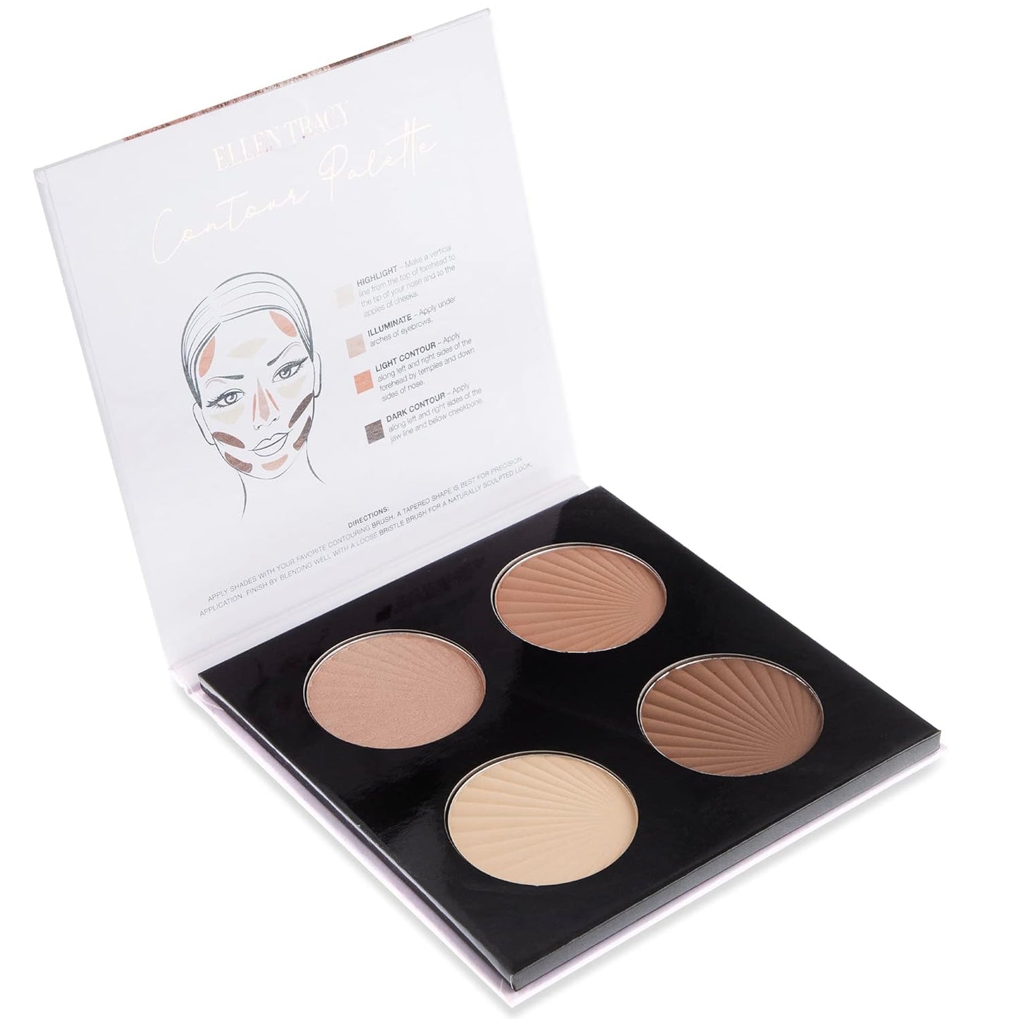 ELLEN TRACY Contour Palette, Full Coverage, Highlight, Illuminate, Light Contour and Dark Contour, Contour Makeup Palette for Women and Girls