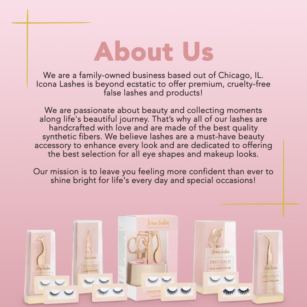 4-in-1 False Eyelash Tool Kit - DIY Lash Extension Kit with Tweezer, Curler, Scissors, Applicator - 24K Gold Plated Stainless Steel Accessories in Clear Dome Organizer, Beautiful Gift Box