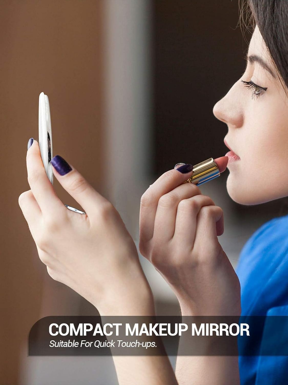 Compact Mirror Bulk, Set of 12 Round Double-Sided 1X/3X Magnification PU Leather (White, 2.8")