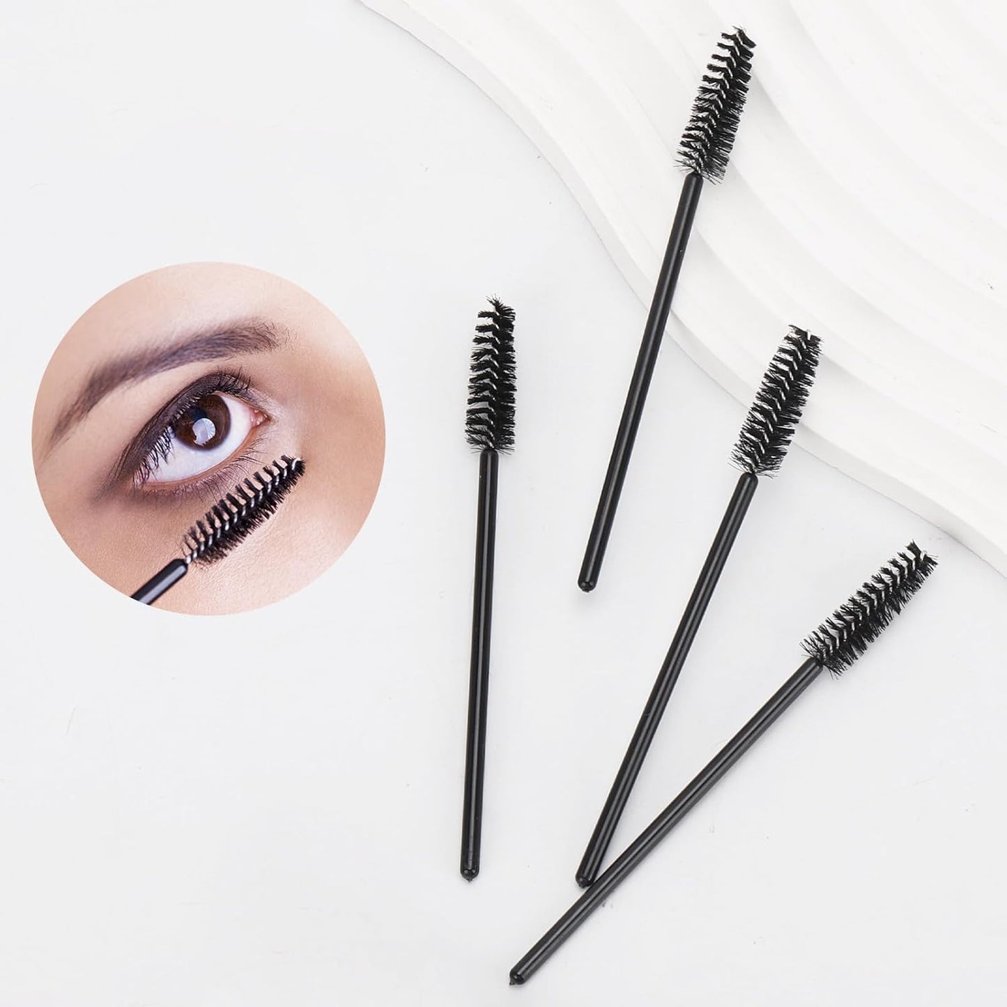 Tbestmax 1200 Disposable Mascara Wands, Spoolies Brush for Eyelash Extensions, Spooly Eyelash Eyebrow Brushes Lash Wand Applicator Makeup Kits - Black