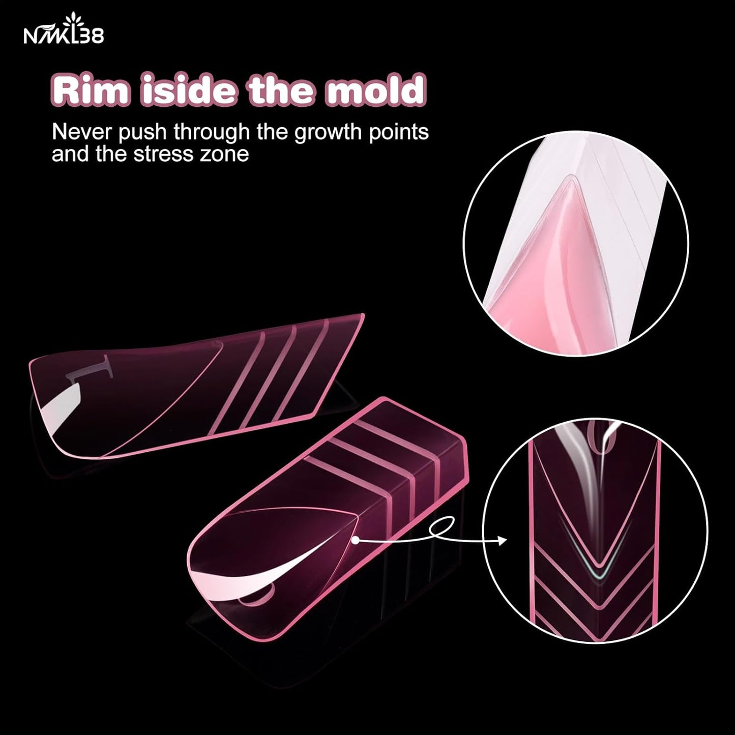 NMKL38 150PCS Dual Nail Forms 15 Sizes Extension Poly Nail Gel Full Cover Nail Molds With Scale