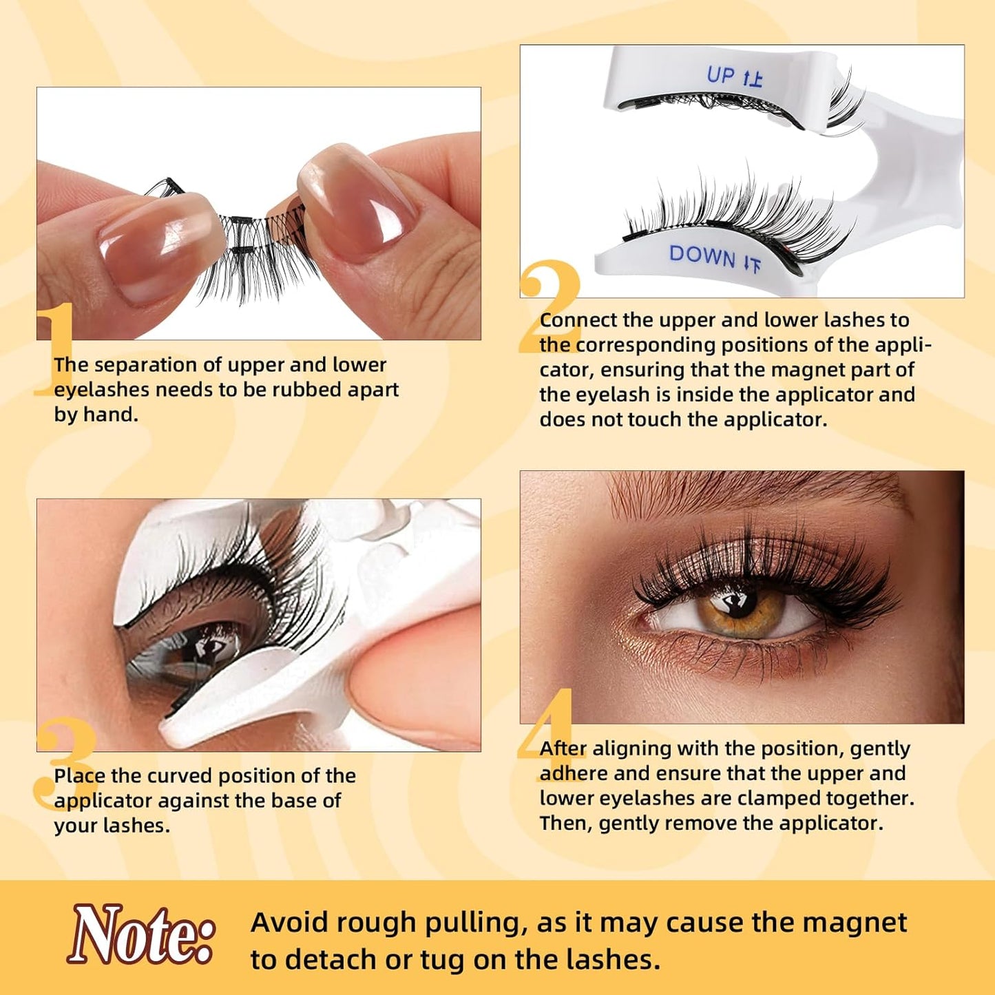 QUEWEL Magnetic Eyelashes, Reusable Magnetic Lashes With Applicator No Glue Needed Eyelashes without Eyeline Natural Look Lash Clusters (G-YC-C01)