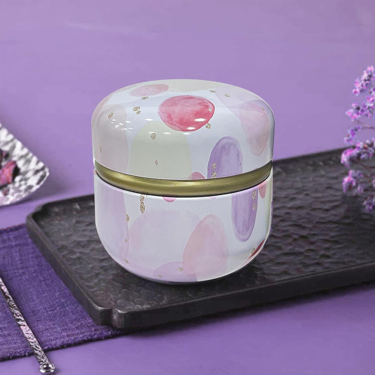 Body Powder Puff and Container for Dusting Powder, Women Powder Puff and Powder Case for Bath and Travel (Pink Bubble)