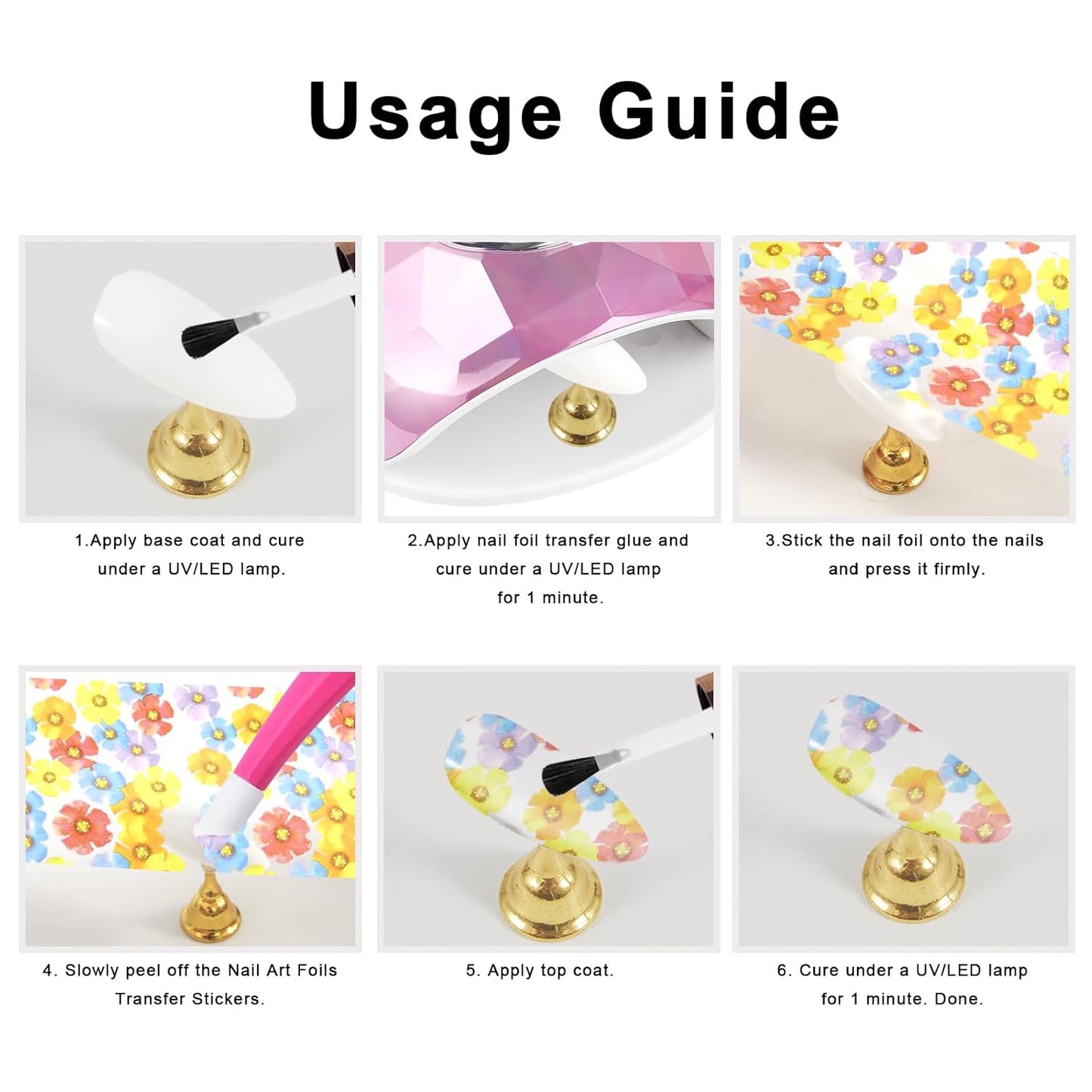 WOKOTO 300 Sheets Nail Foils Transfer Kit, Holographic Flower Marble Foil Sheets for Nail Art Transfer Paper, 1 Set for All Various Designs Nail Foil Transfer for Women Girls Nails