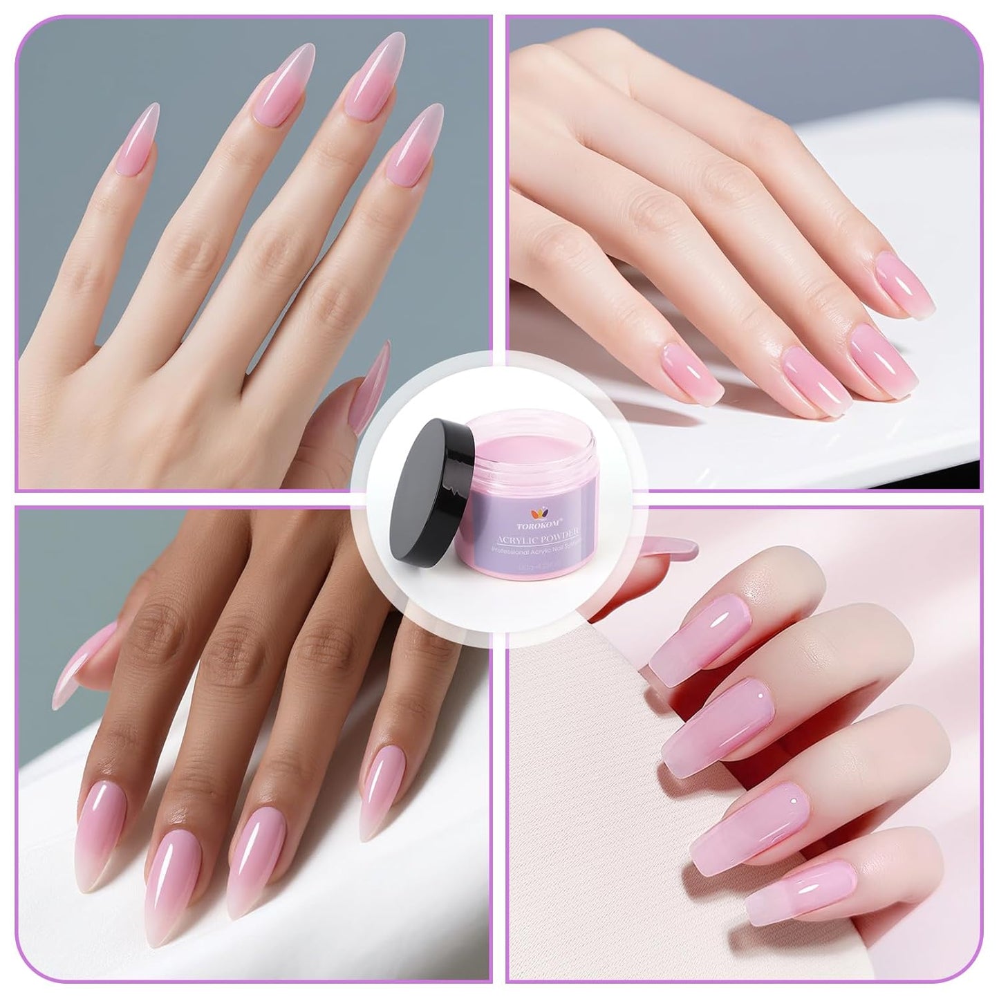 TOROKOM Dark Pink Acrylic Powder, 120g/4.23oz Acrylic Nail Powder Large Capacity Acrylic Dip Powder for Nails Acrylic Extension Powders, 3D Nail Carving, Long-Lasting, No Nails Lamp Required