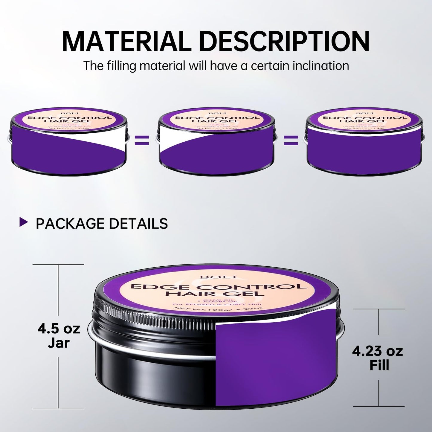 BOLI Strong Hold Edge Control Gel for Women, Styling Wax - Non-Greasy, Non-Flaking, No White Cast, Long Lasting, Shine & Smooth for All Hair Types (120g)