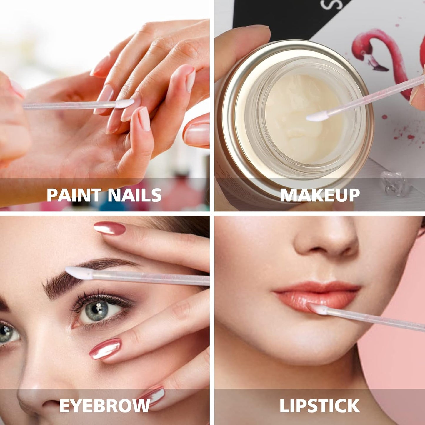 G2PLUS 100PCS Glitter Crystal Lip Brush, Disposable Lip Brushes, Lip Gloss Applicators,Lip Gloss Wands Applicator Perfect Makeup Tool Kits (Pink)