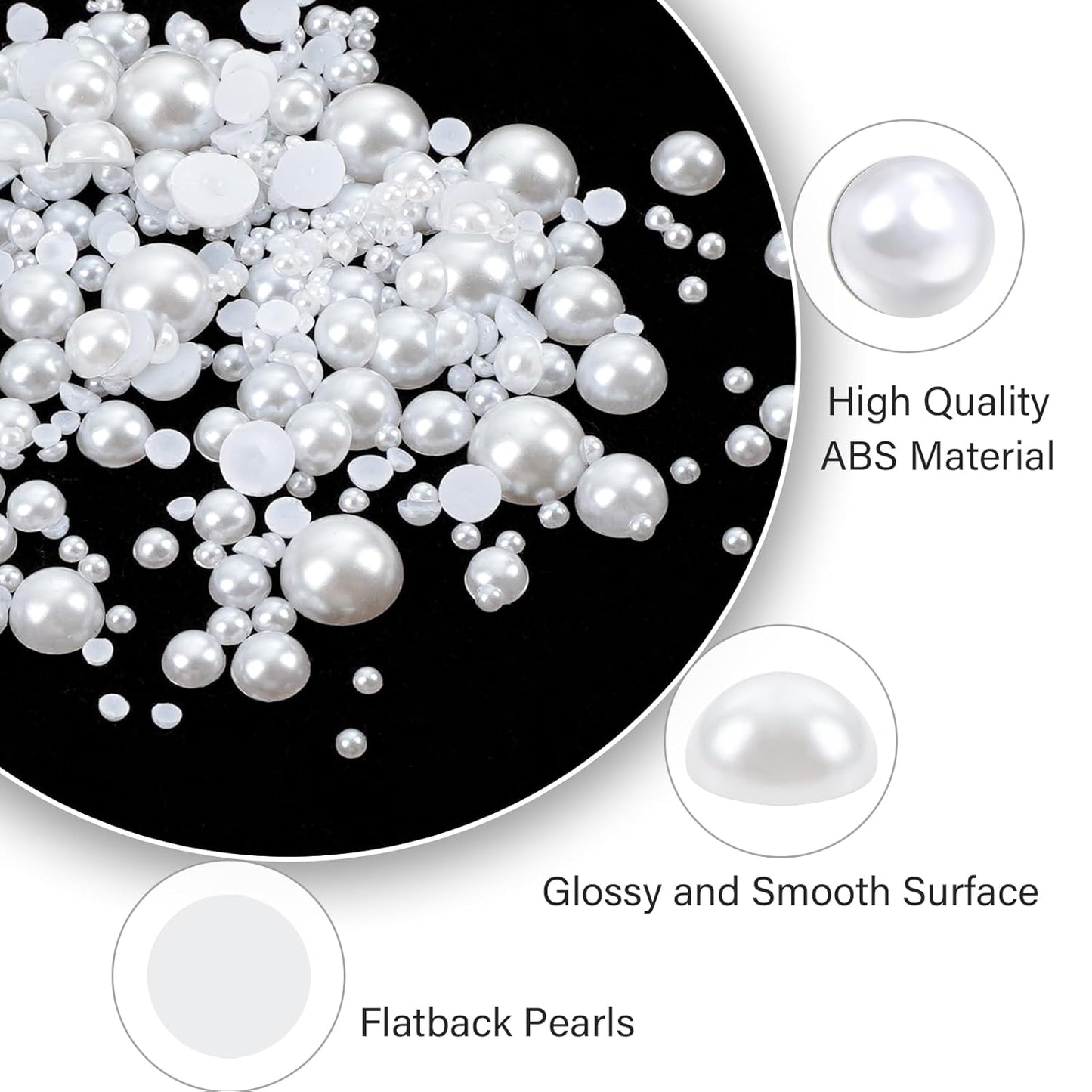 Canvalite Flatback Nail Pearls for Crafting, Multiple Sizes Half Pearls with 5Pcs B7000 Jewelry Glues & Picker Tools Bedazzling Bead for DIY Crafts Clothing Tumblers Shoes Decors Nail Art