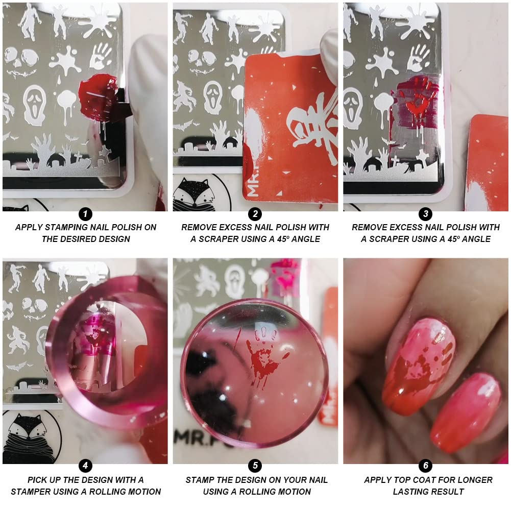 MRFOX Nail Print Board Set Christmas Snow and Lightning Theme Pattern Leaf Nail Art DIY Stamping Template