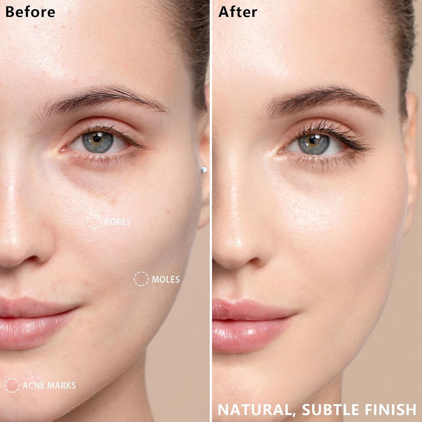 AirBrush Foundation Spray With Primer and Brush, Silky Mist Foundation Spray Makeup, Full Coverage Foundation for Smooth Radiant Finish, Formula Breathable Lightweight Hydrating(#1 Natural)