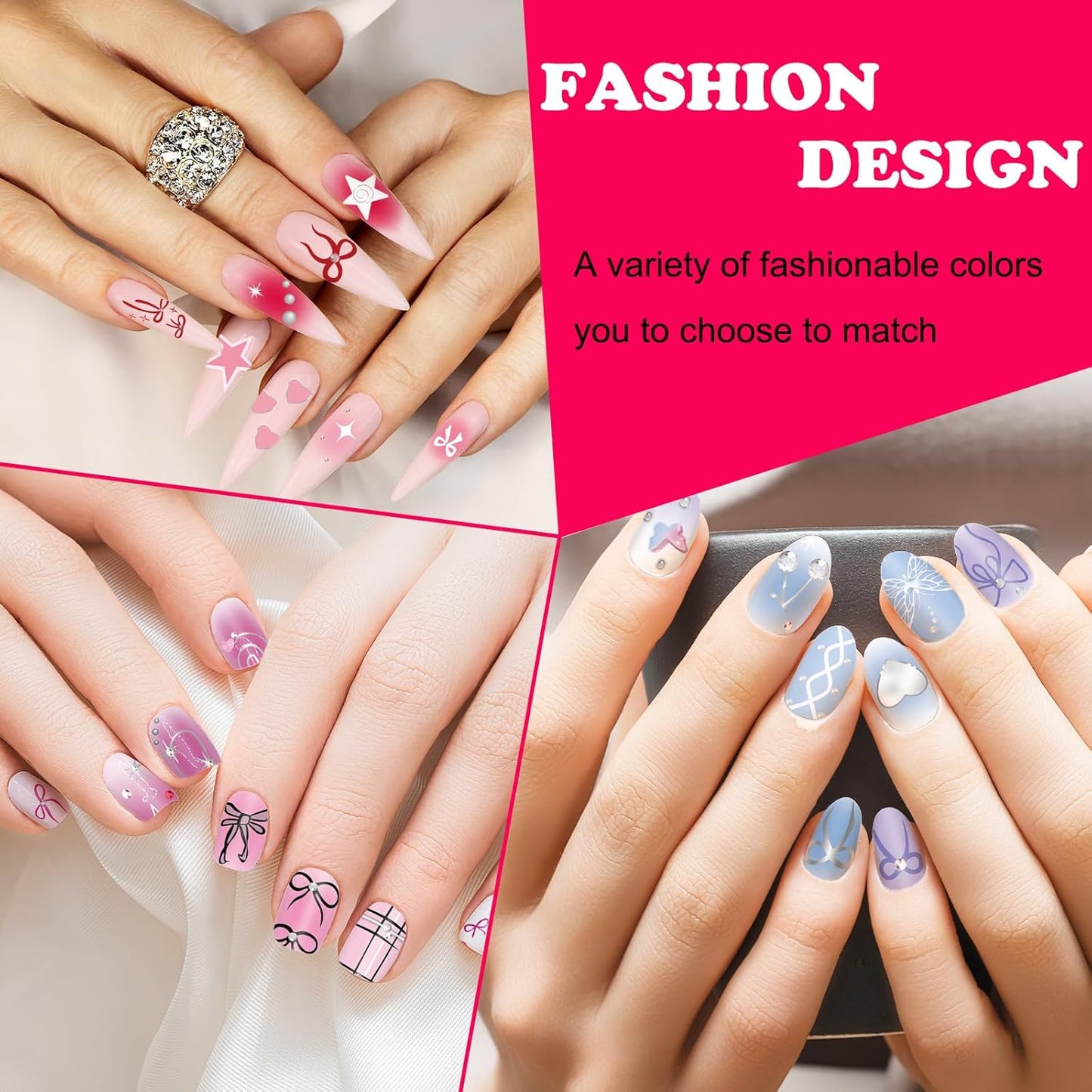 Whaline 6Pcs Coquette Nail Plates Stamping Set Bow Cherry Heart Stamp Templates Nail Art Plates for DIY Print Manicure Salon Design