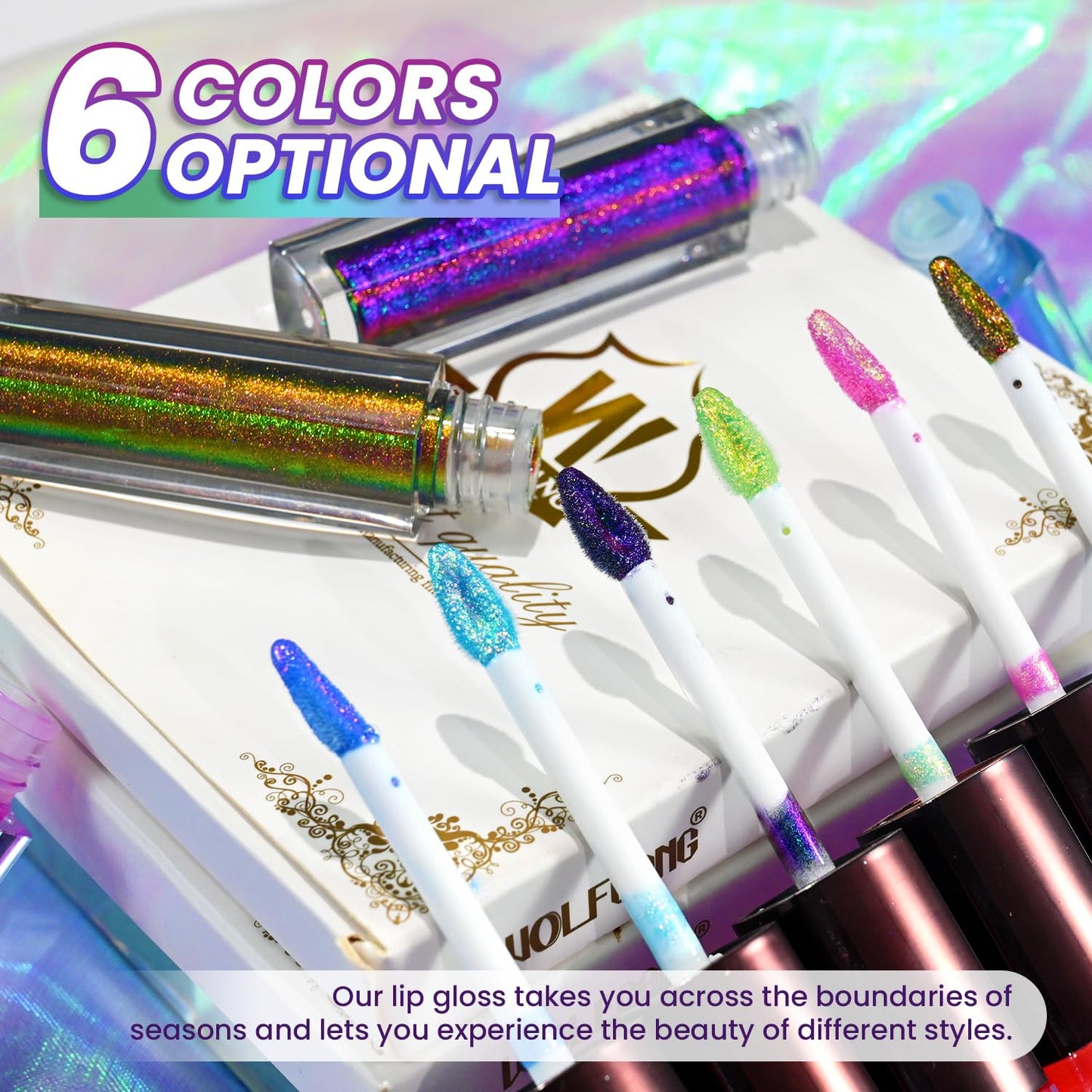 CHARMACY 2 In 1 Multichrome Moisturizing Lip Gloss, Double Head Liquid Lipstick, Mirror Waterproof Long Lasting No Fading Lip Balm, Hydrating Lip Plumper Waterlight Glossy Makeup #003