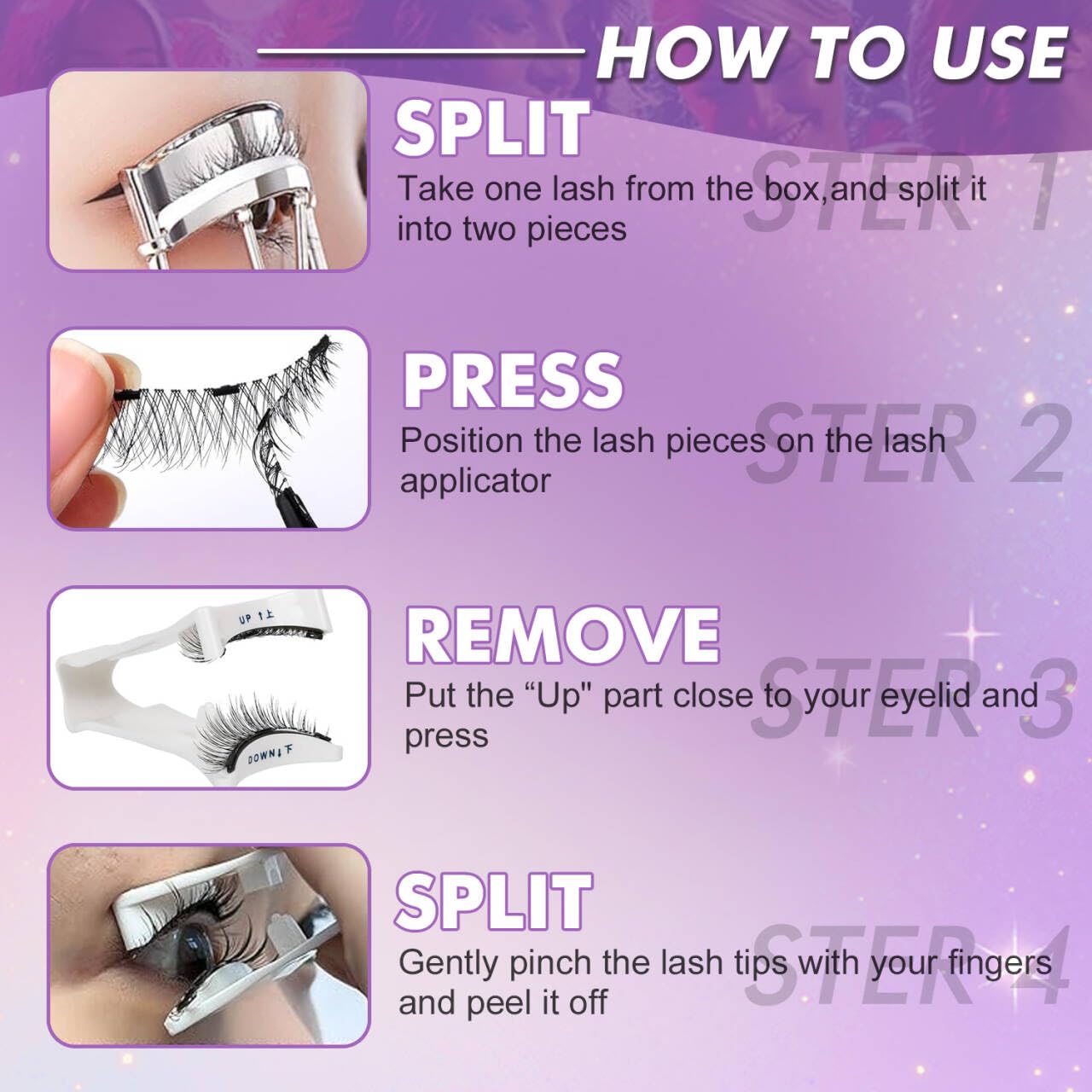 Elara Craft Magnetic Eyelashes with Applicator, Magnetic Eyelashes Natural Look,Reusable Magnet Lashes No Glue Needed Soft Lashes Kit(Simple+Fuller)