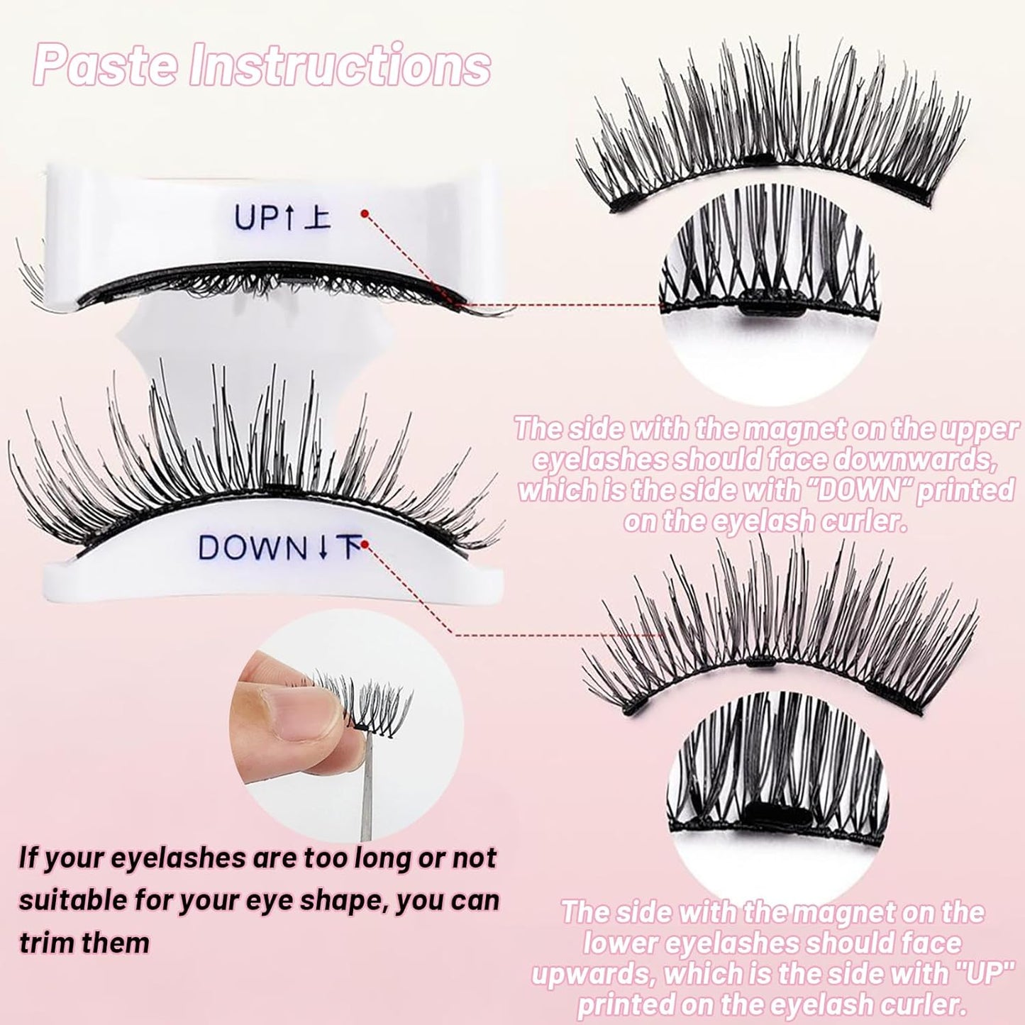 Lumentes Magnetic Eyelashes, Lumentes Magnetic Eyelashes with Applicator, Reusable No Glue Lashes, Natural Look Soft Comfortable Magnetic Lashes, Easy to Wear and Remove (Silky Black)