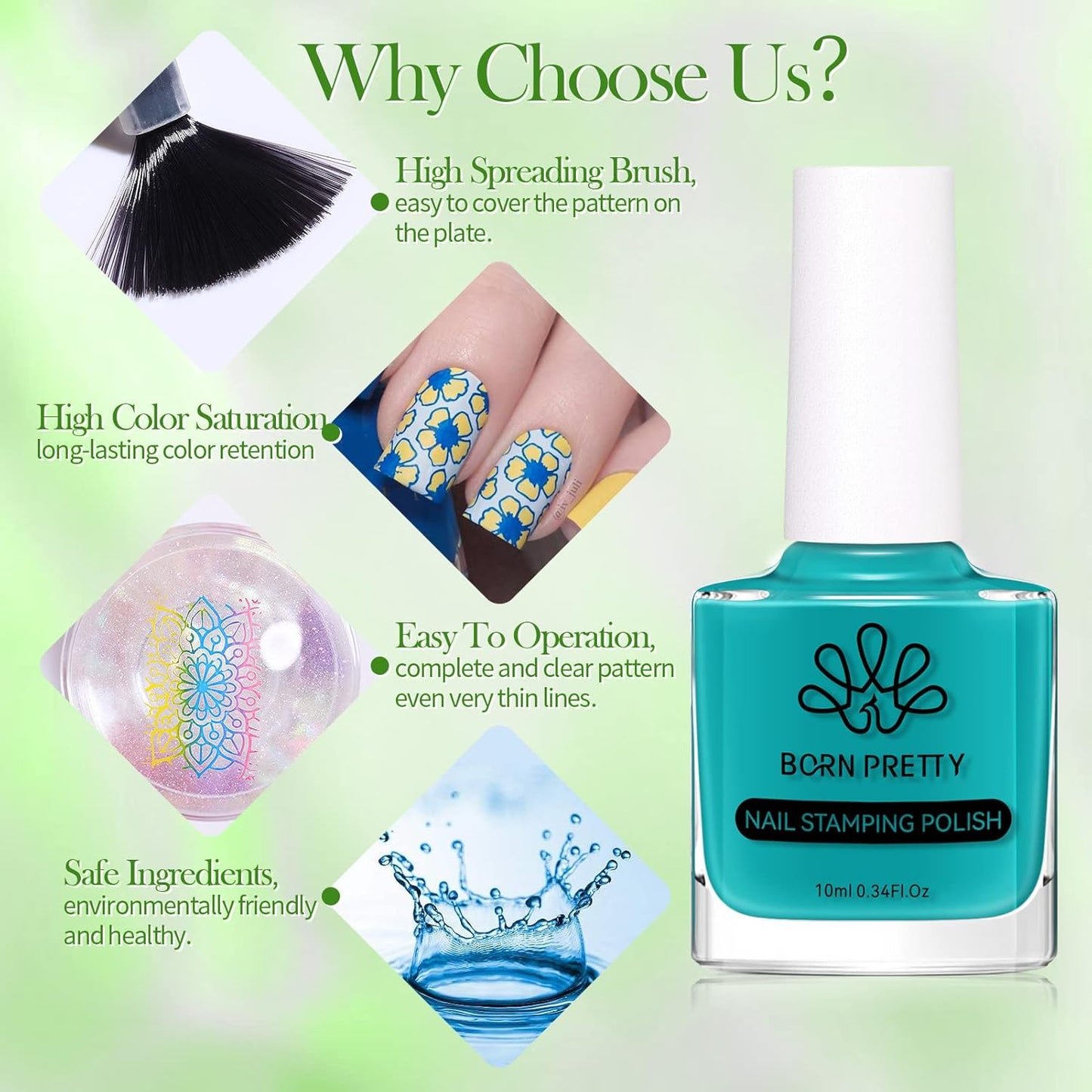 Born Pretty Nail Art Stamping Polish Holographic Chameleon Effect Fingernail Stamp Polish Set Manicure Print Nail Polish for Stamping Plates 24 Colors Bulk Nail Polish Set Gift Collection