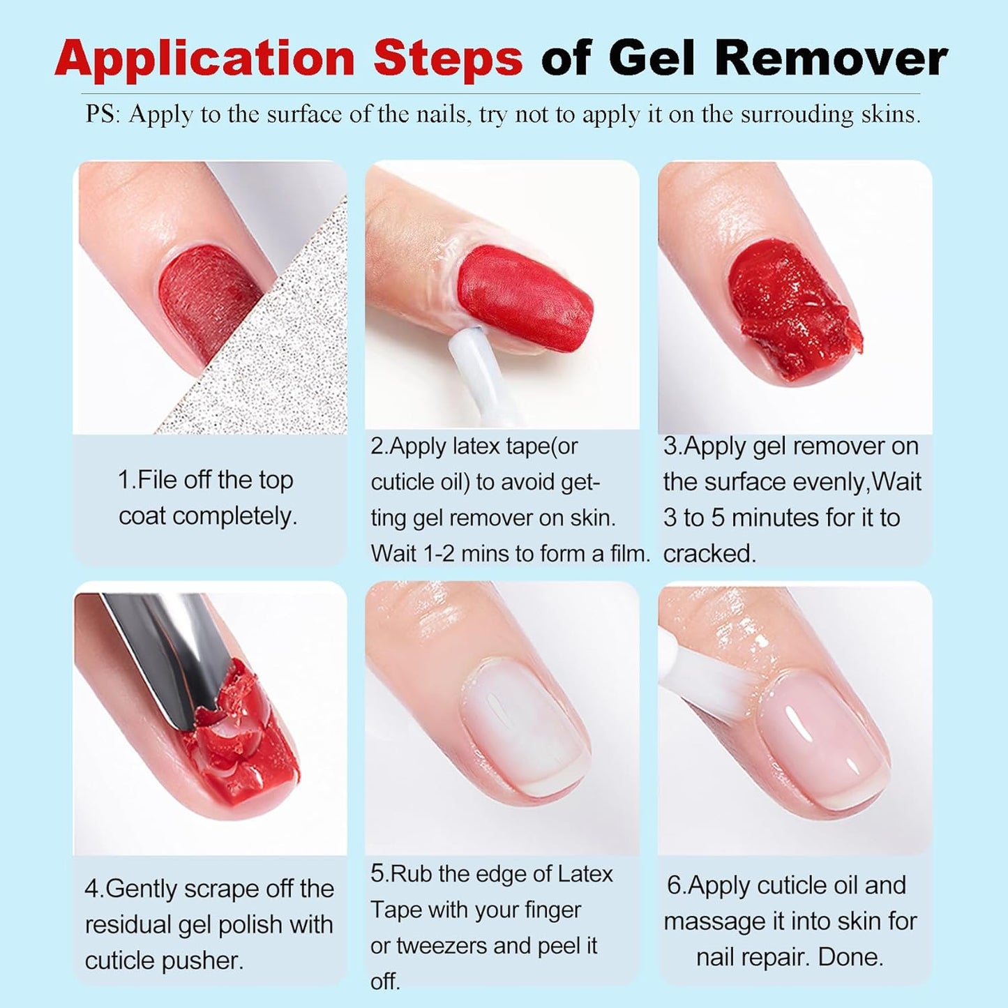 2PCs Gel Nail Polish Remover - 30ML,Fast & Easy, with Roller Cuticle Oil, No Need to Wrap and Soak, Remove Gel Polish in 2-5 Minutes at Home, No Damage to Nails, with Cuticle Pusher Tool,Nail File