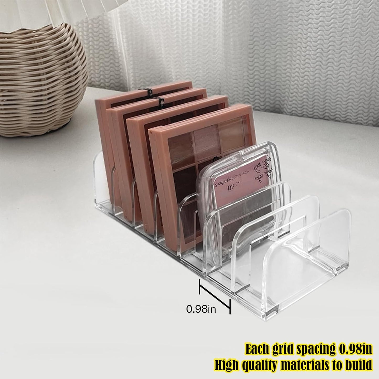 Makeup Palette Organizer,Acrylic Eyeshadow Palette Pallet Holder,7 Sectons BPA-Free Divided Make Up Blush,Contour Storage Holder Cosmetic Eye Shadow Display Stand Clear Rack Vanity Holder(2 Pack)