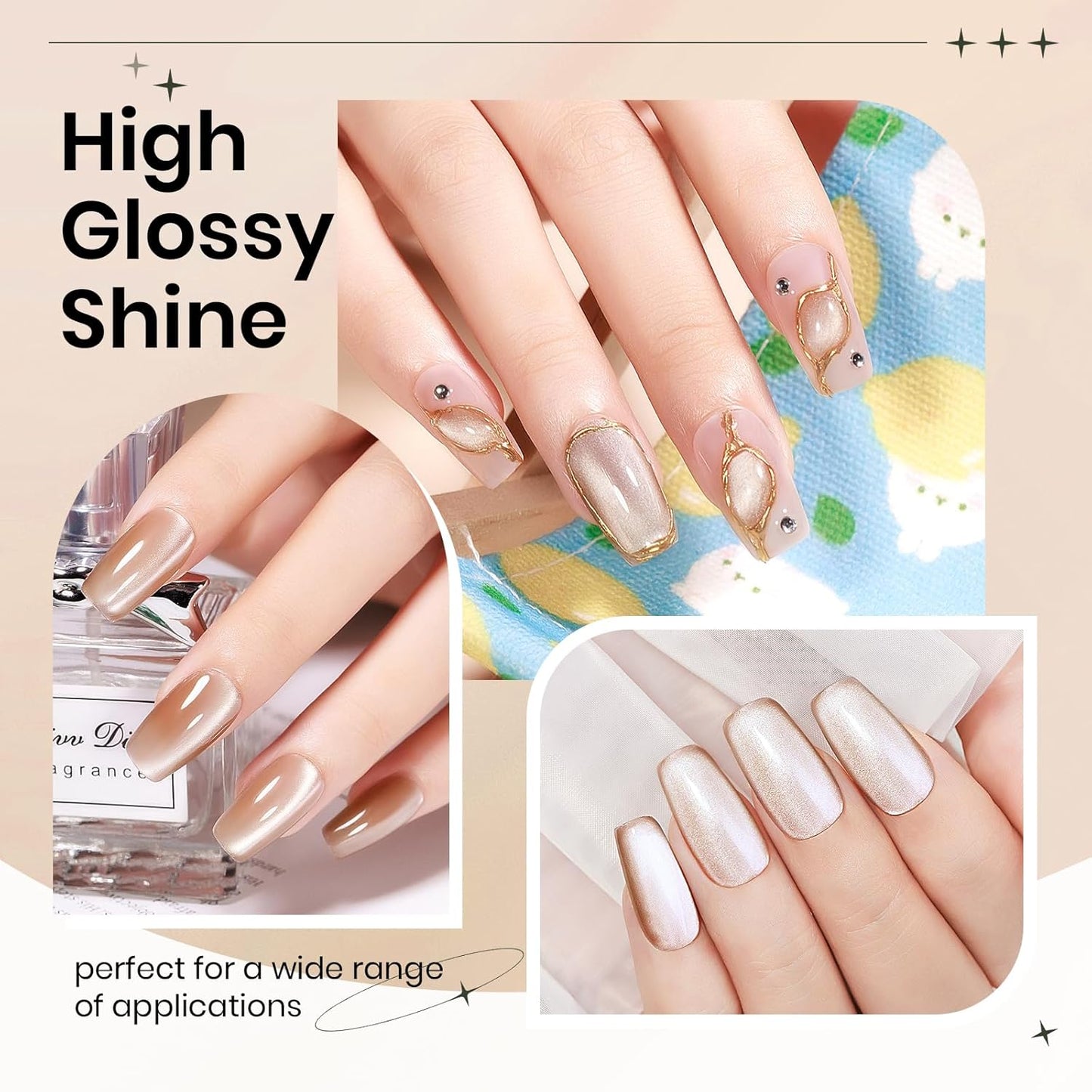 Moonlight Cat Eye Gel Nail Polish 10ml Silk Magnetic Nail Polish Glass Cateye Gel Polish with Magnetic Stick Soak Off UV LED Nail Lamp Nail Art Manicure Salon Home DIY 002, Milky Coffee