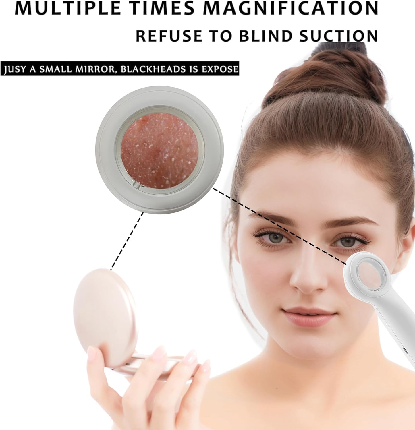 Visible Blackhead Remover Magnifying Glass Microscope Electric Vacuum Cleaner Suction Tool Kit with 3 Silicone Heads Elitzia ETZ9RP