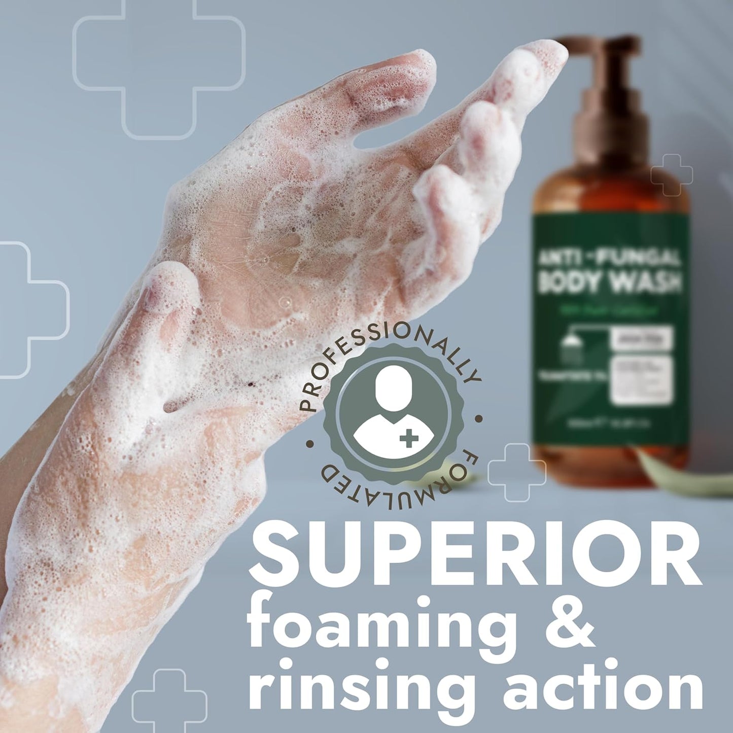 Antifungal Body Wash with Tea Tree Oil | Antibacterial Soap for Back Acne, Eczema & Jock Itch,Treats Ringworm | Antibacterial Body Soap For Men And Women (1% Tolnaftate Medicated Body Wash) 16.9 oz