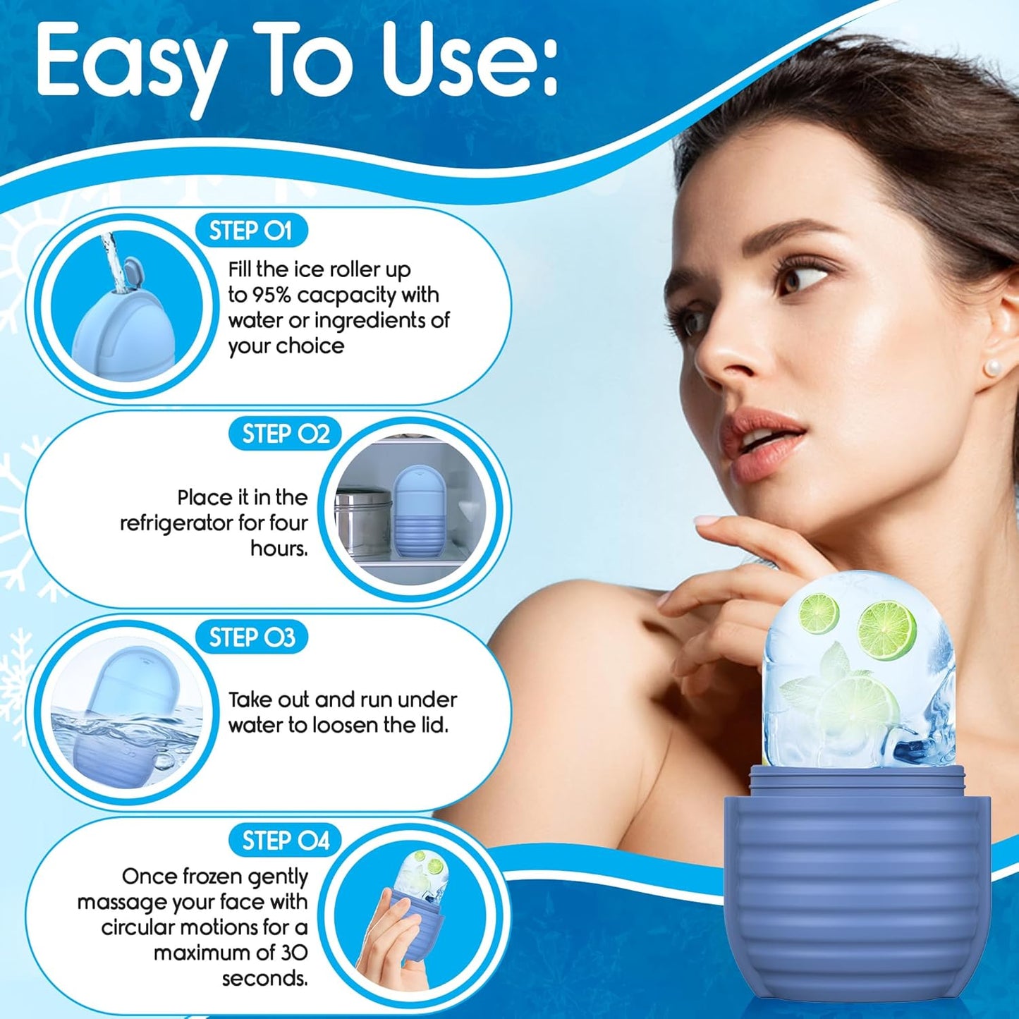 2Pcs Ice Roller for Face, Ice Face Roller, Reusable Silicone Ice Mold for Face, Facial Beauty Ice Roller Skin Care Tools for Shrink Pores Anti Wrinkle Reduce Puffiness (Black + Rose)