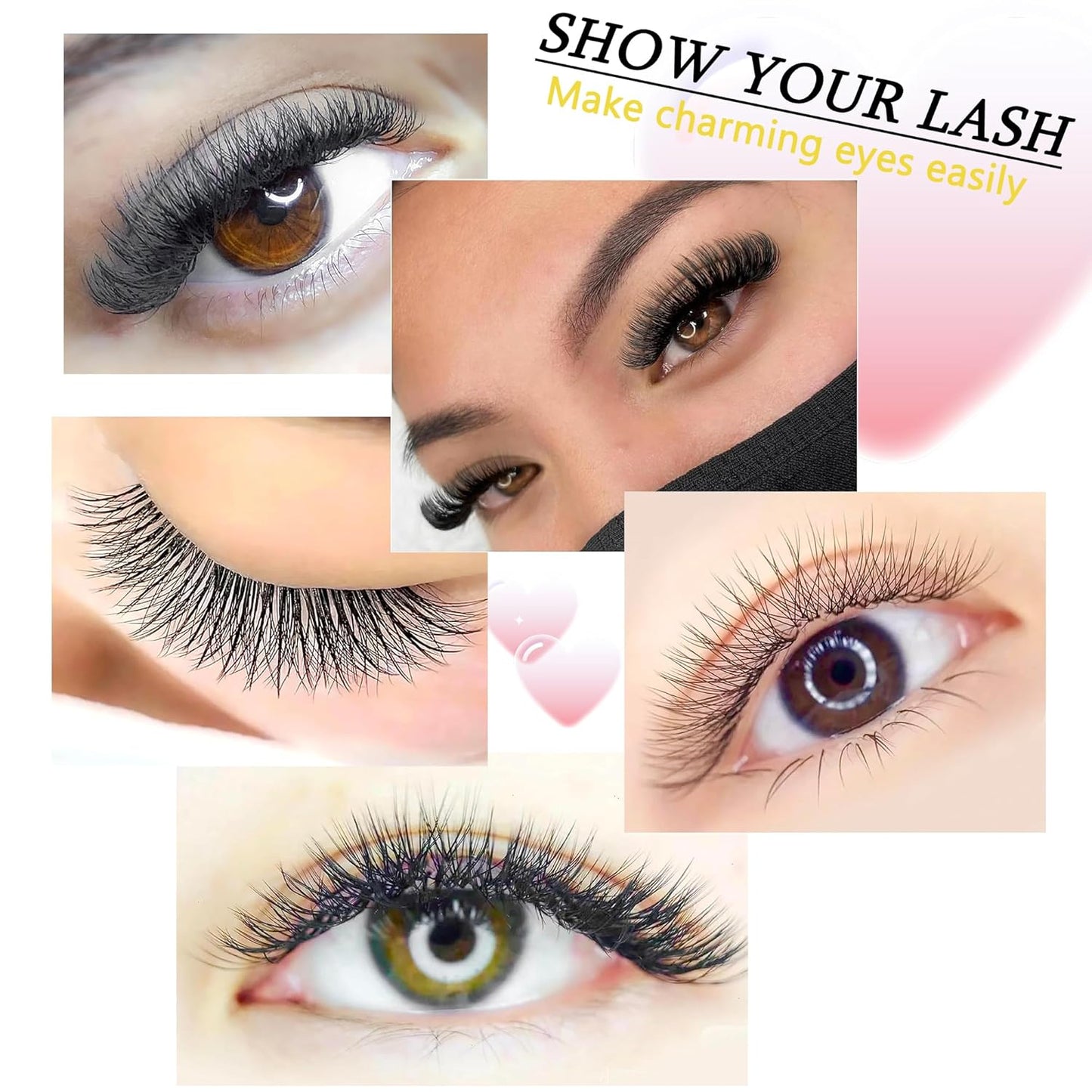 Lash Extensions Three Core Tips 3D Eyelash Extensions W Shape 0.07mm Thickness D Curl 14mm Premade Fans Easy Fan Volume Lashes Matte Black Crisscross(W-3D-Three Core-0.07-D,14mm)