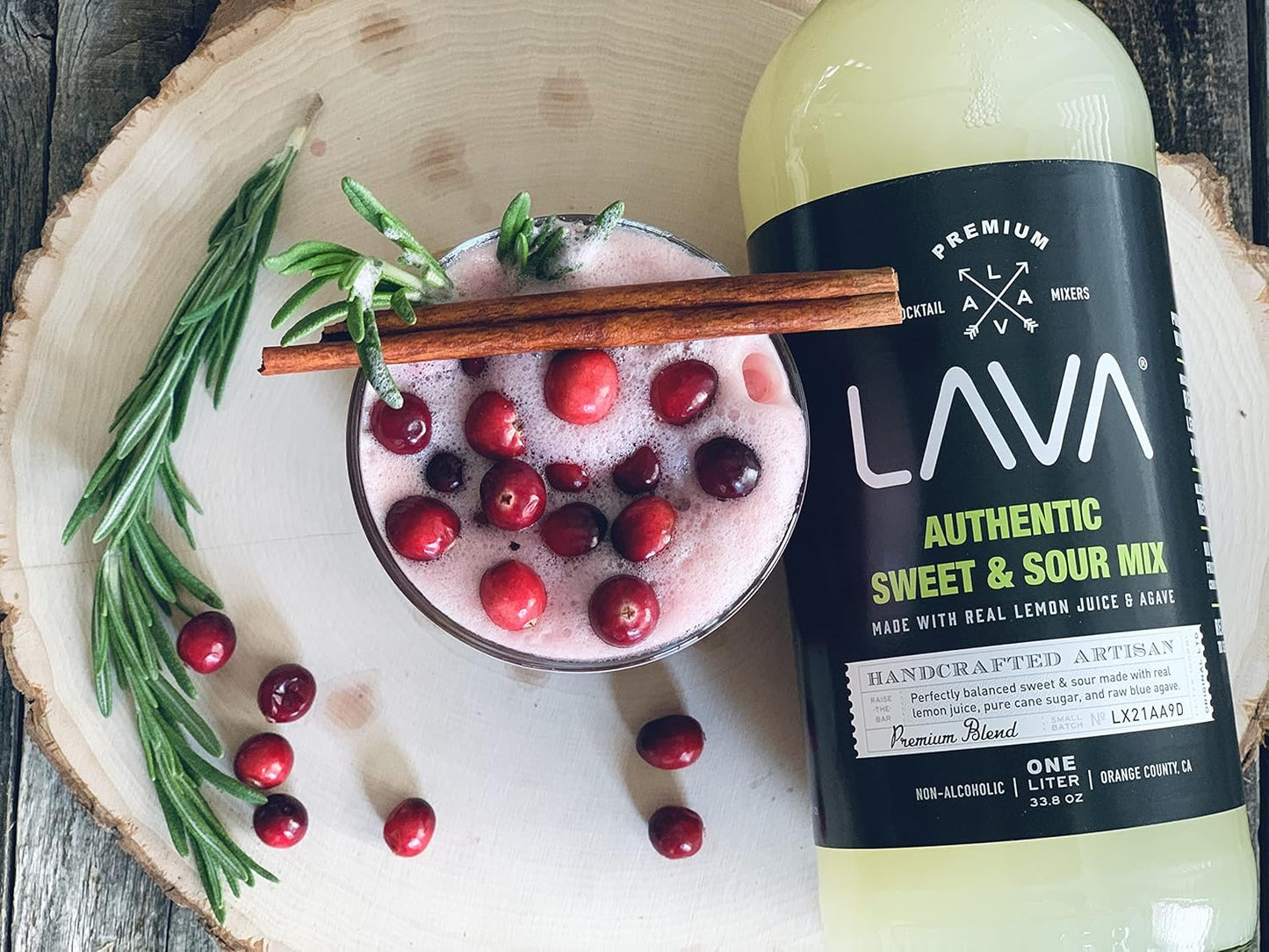 LAVA Premium Authentic Sweet & Sour Mix, Made with Real Lemon Juice, Lime Juice, Raw Blue Agave, No Artificial Sweeteners. Whiskey Sour, Long Island Iced Tea, Lemon Drop. 33.8oz Glass Bottle