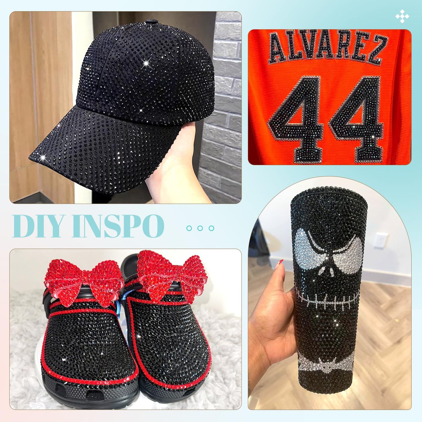 6100Pcs Resin Rhinestones for Crafting with 2Pcs 10ml B7000 Jewelry Glue, 1 Box Flatback Crystals Diamond (Black) for Bedazzling Crafts DIY Nail Art Non Hotfix Gems for Clothing Shoes Tumblers