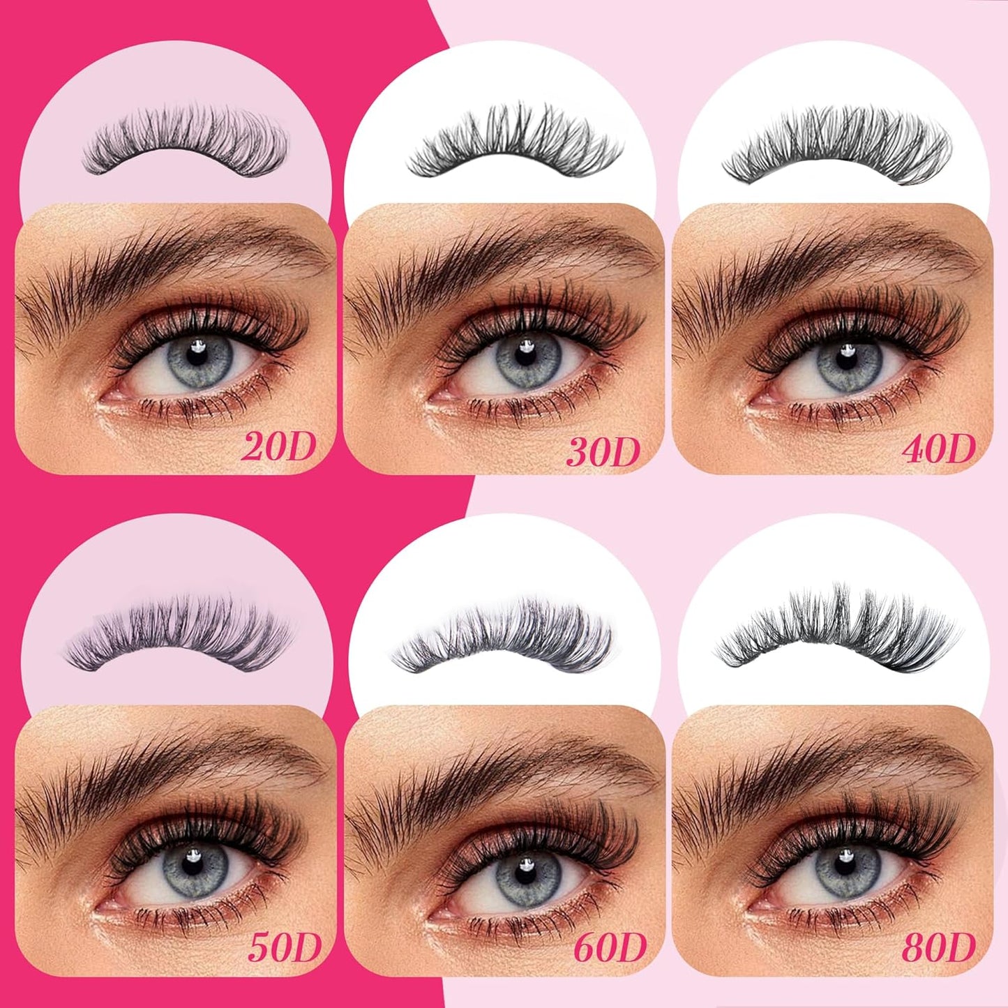 Lash Clusters 600PCS - Eyelash Clusters 20D+30D+40D+50D+60D+80D Wispy Individual Lashes D Curl Lash Extension 10-18MM Natural Lash Clusters DIY Cluster Eyelash Extensions for Beginners