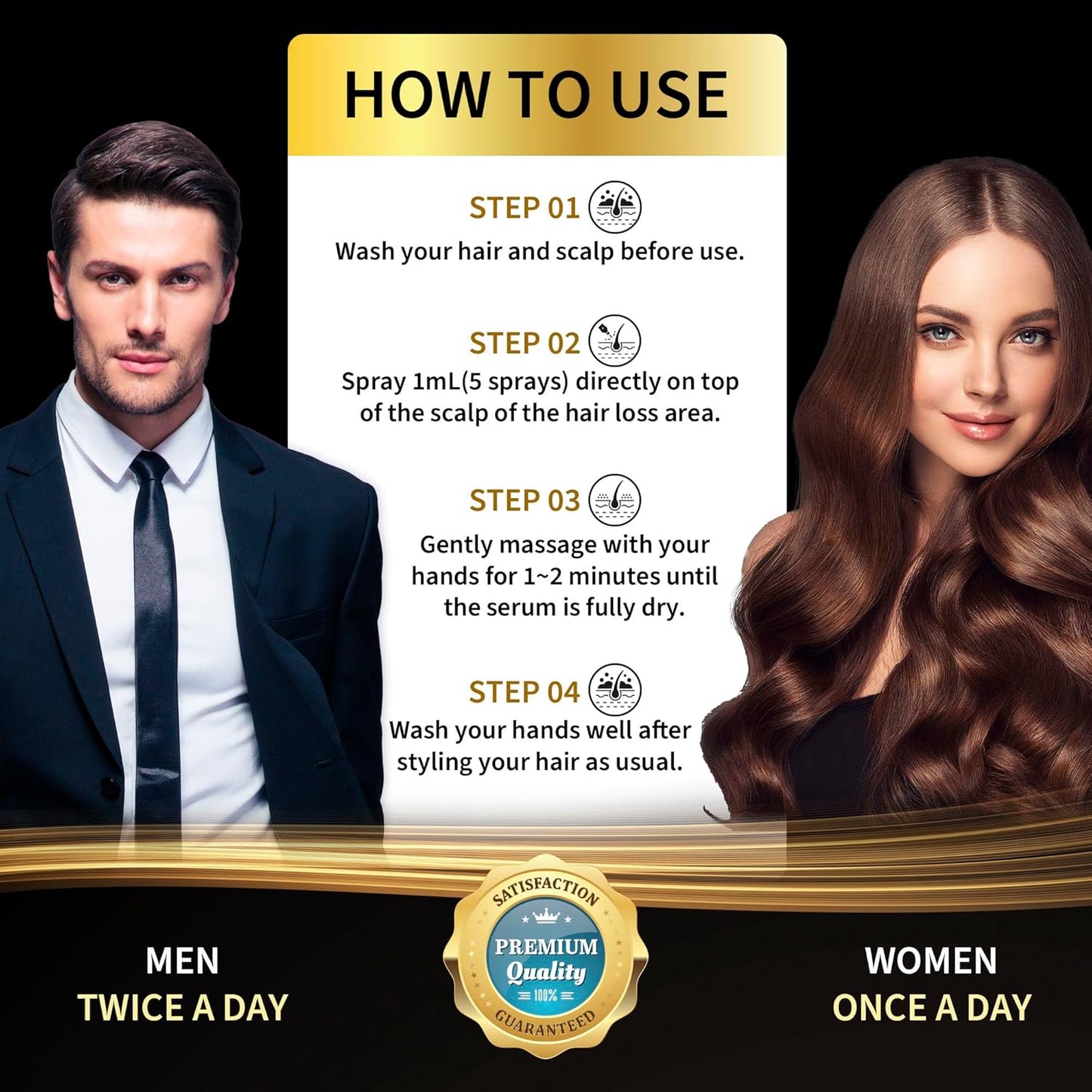 Minoxidil for Women 5 Percent: 5% Minoxidil for Men Beard Growth Spray Infused with Biotin - Extra Strength Hair Regrowth Treatment for Stronger and Longer Hair 2 Fl Oz