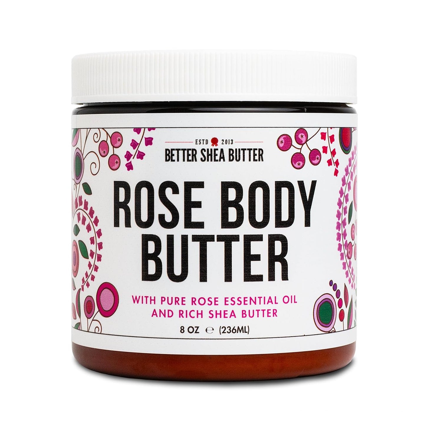 Rose Body Butter for Dry Skin with Whipped Shea Butter and Pure Essential Oil | Ultra Hydrating Rose Lotion for Women | All Natural Moisturizer with No Synthetic Fragrances
