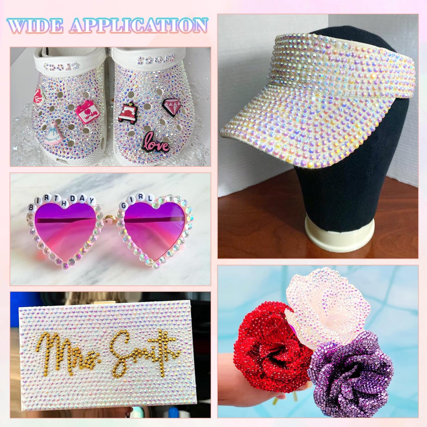 25000Pcs Resin Rhinestones with B7000 Jewelry Glue for Crafting, Transparent AB 2-6mm Non Hotfix Flatback Gems, Bedazzling Crystal for DIY Crafts Clothing Tumblers Mugs Shoes Fabric Decor Nail Art