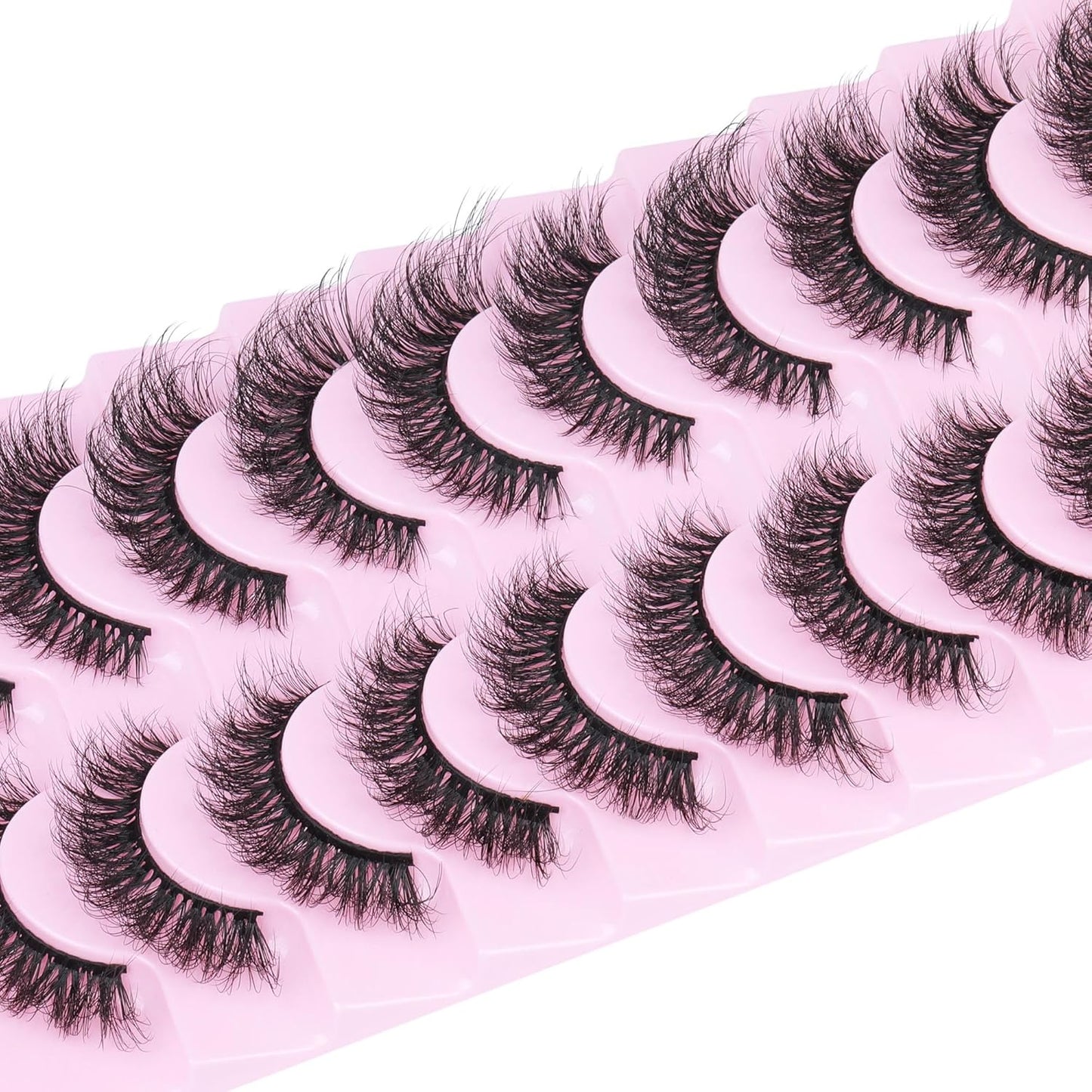 Mink Lashes 10 Pairs False Eyelashes D Lashes Natural Cat Eye Volume Faux Mink Lashes Wispy 18 mm 5D Thick Soft Eyelashes Pack by FANXITON