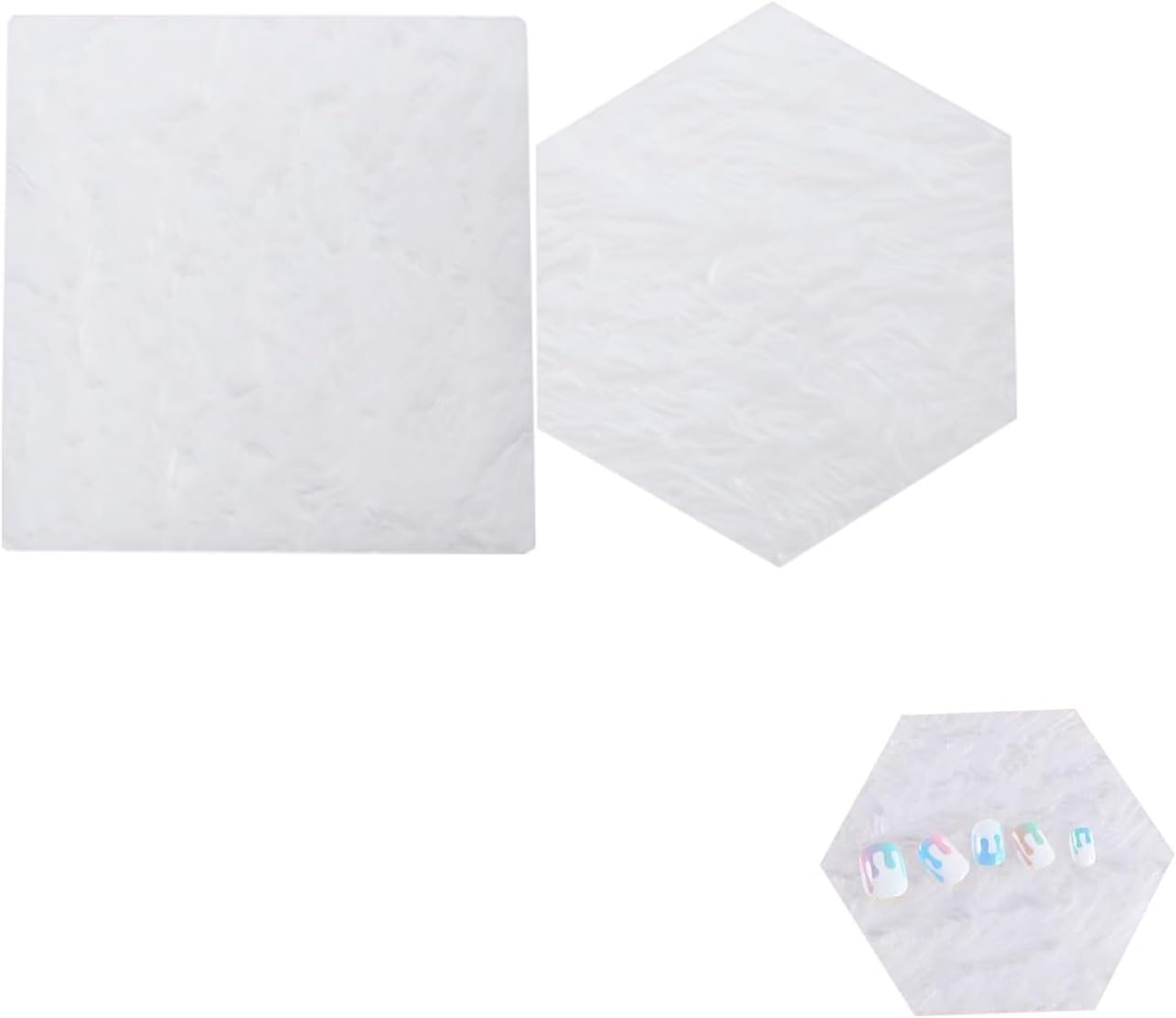 2pcs Nail Art Palette, False Nail Tips Display Board, Nail Art Painting Mixed Color Palette, Nail Art Display Cosmetic Mixing Tools (Hexagon/Square)