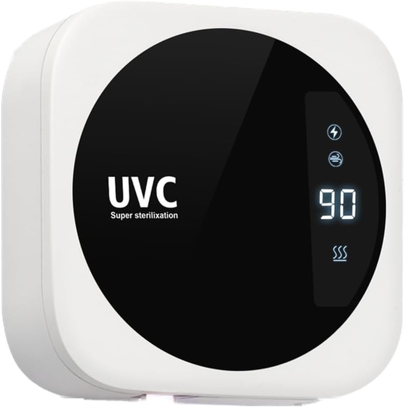 Travel Toothbrush Cleaning Case,Portable UV Toothbrush Cleaner with LED Screen,Smart Toothbrush Holder with Heating,Fan Drying and Mirror For Traveling or Business Trip & Fit All Toothbrushes - White