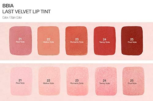BBIA Last Velvet Lip Tint - Soft & Creamy Matte Finish Lip Stain, Blur Effect with Velvety Texture, Long-Lasting, High Pigment, Lightweight, Non-Drying, Korean Lip Makeup (22 MELLOW NOTE)