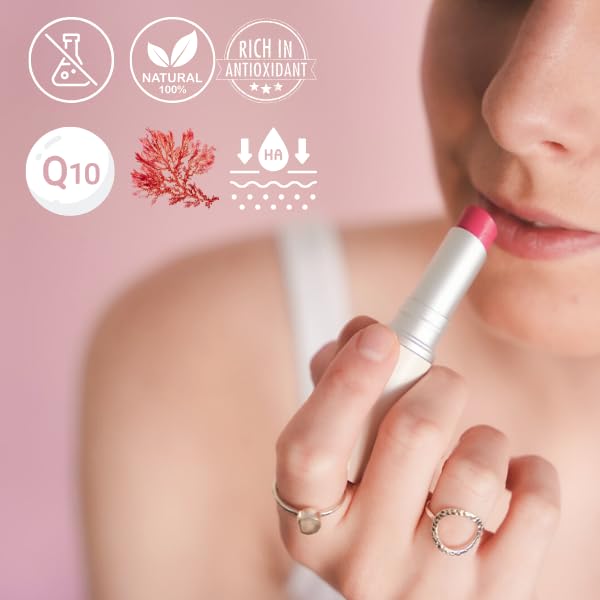 Tallow Lip Balm - Anti-Aging with 100%-grassfed Beef Tallow, CoQ10, Astaxanthin, Hyaluronic acid - Ultra Moisturizing, Conditioning, All natural, Organic, Made in USA (Peony)