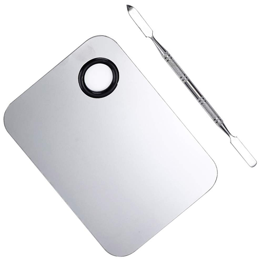 Professional Pro Stainless Steel Makeup Palette, Professional Cosmetic Mixing Makeup Palette Spatula Makeup Artist Tool, 1.0 Count