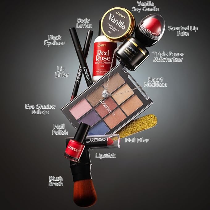 Birthday Gifts for Her, Beauty Treasures 12 Day Makeup Gift Set - Birthday Gift Box With Women's Skincare and Makeup Surprises - Gifts for Women with Unique Surprises