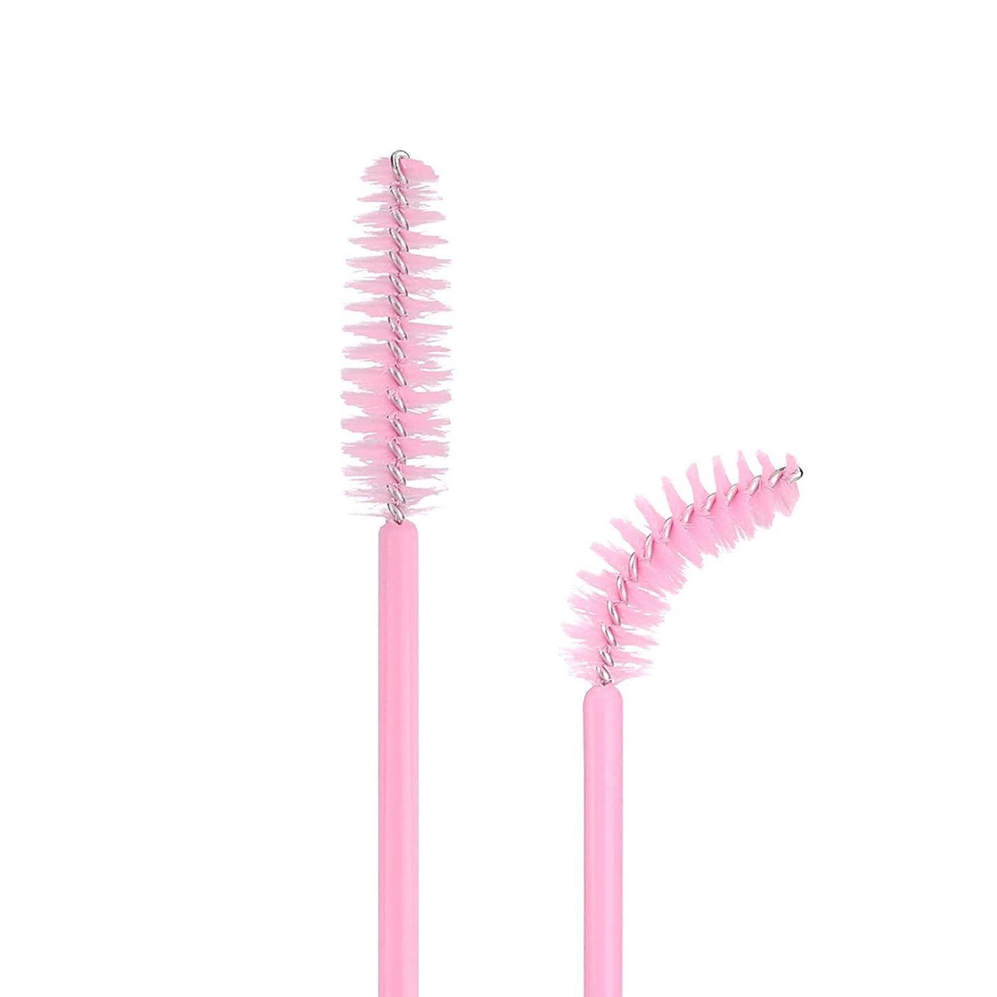 G2PLUS 300PCS Disposable Eyelash Brushes, Adjustable Mascara Wands Makeup Applicator Kits, Lash Spoolies Brushes for Eyelash Extensions and Eyebrows (Pink)