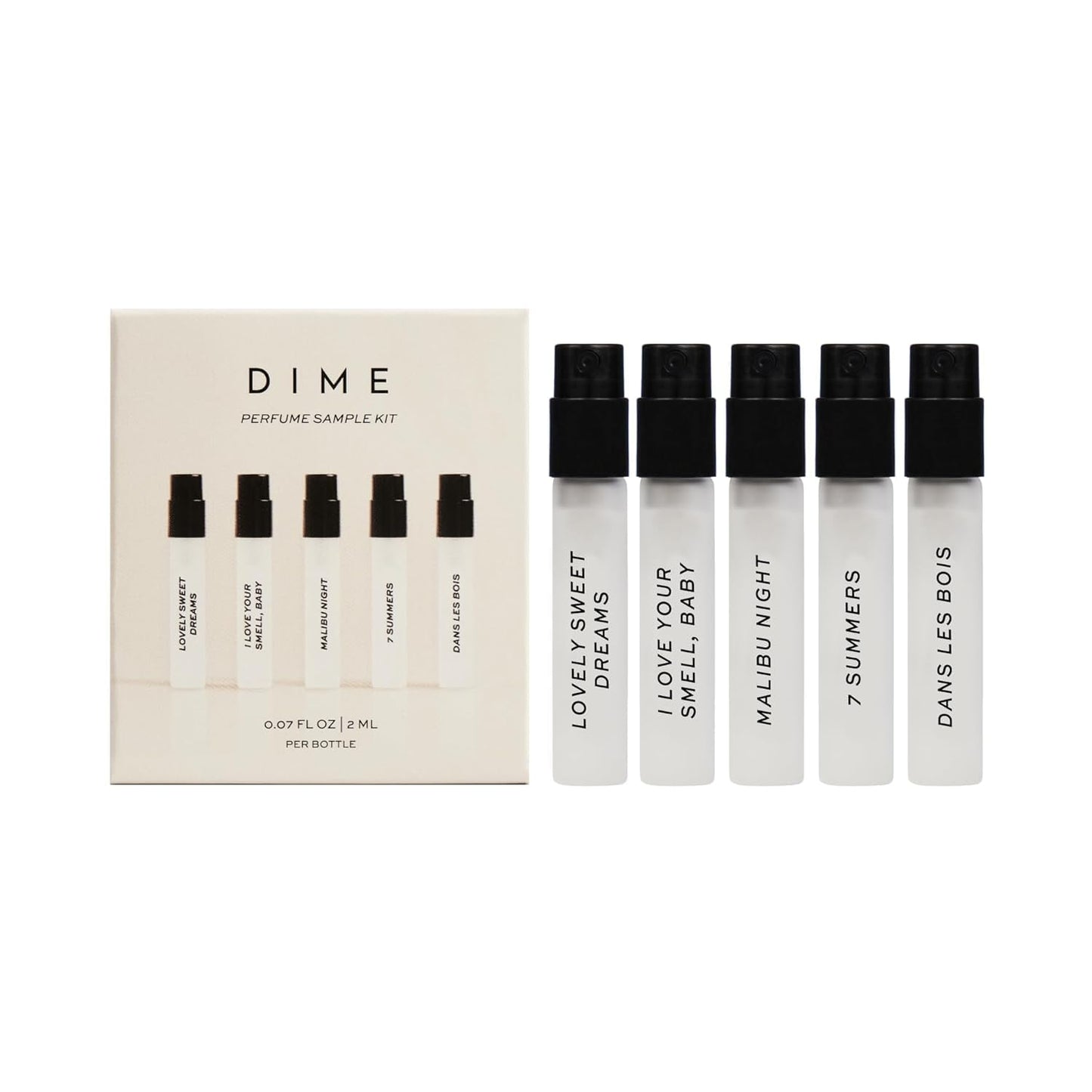 Dime Beauty Perfume Sampler, Hypoallergenic, Clean Perfumes, Eau de Toilette For Women (Set of 5, 2 ml)
