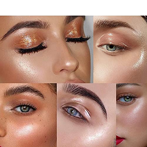 2 Pack PHOERA Body Luminizer, High Gloss Waterproof Body Luminizer Glitter Face Shimmer Moisturizer Lotion Tan Cream Foundation Makeup Bronzer(101 Rose Gold+103 Glistering Bronze)