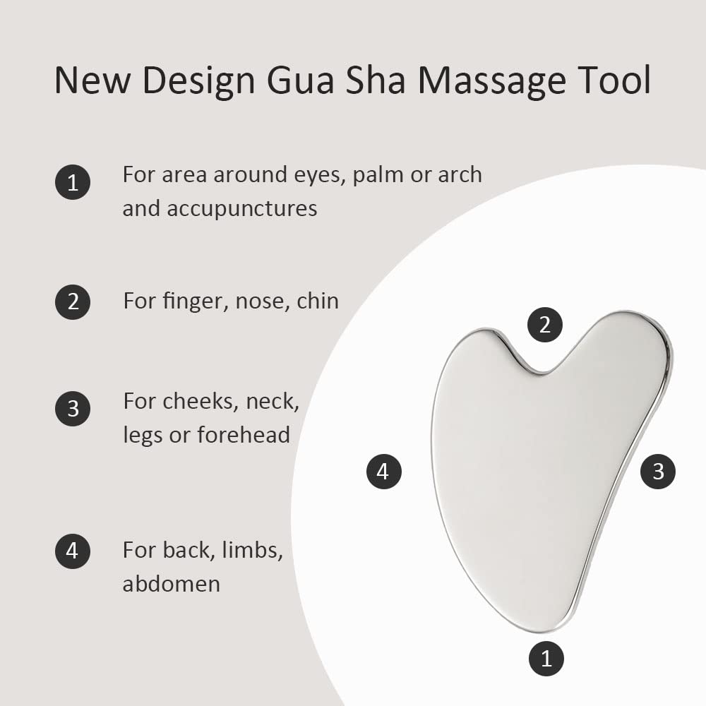 Yeamon Gua Sha Facial Tools and Face Roller Set, Facial Massage Tool for Women’s Skincare Routine,Cooling Stainless Steel Face Sculpting Eyes Roller Guasha for Daily Use or Self-Care Gift for Women