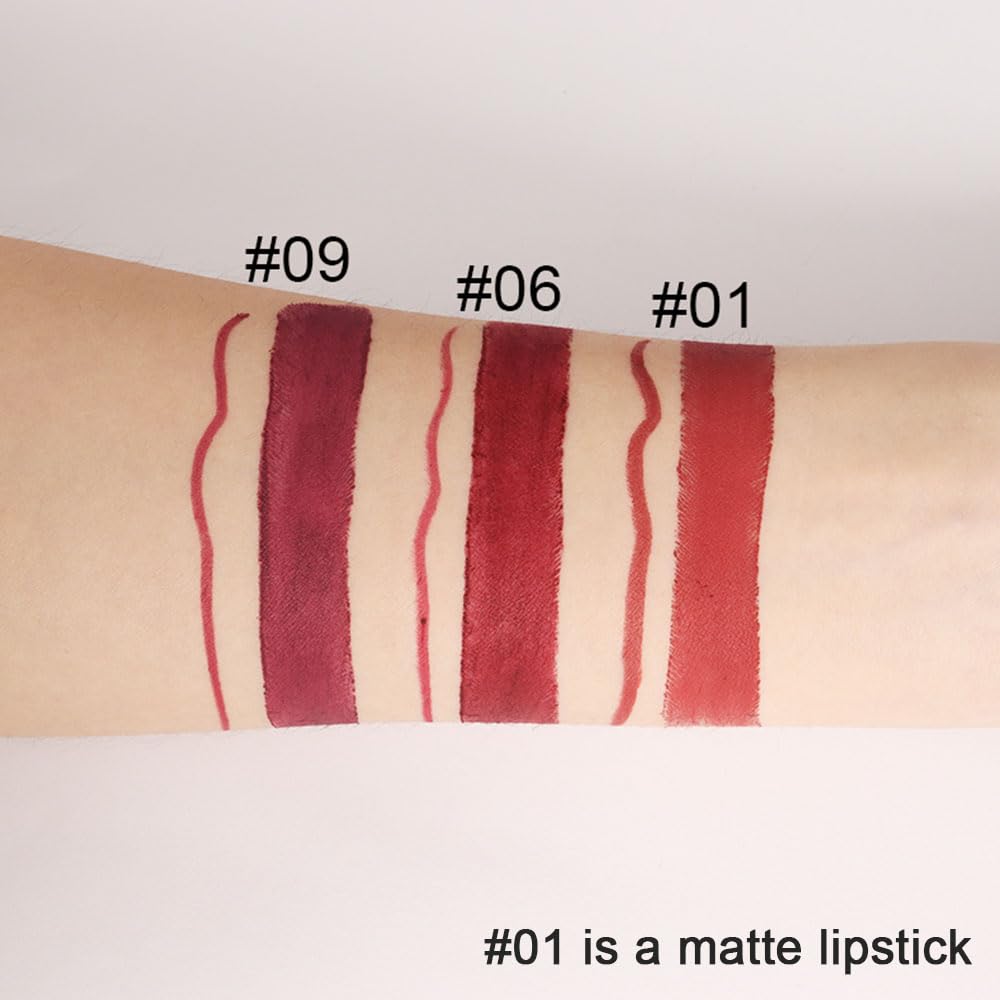 Kaely 2-in-1 Red Lip Liner & Lipstick Set Kit for Women, Matte Lips Kit with Lip Liner Lip Stains Long Lasting Waterproof 24 Hour Lipstick and Lip Liners Combo Lipliners Pencil Set 01