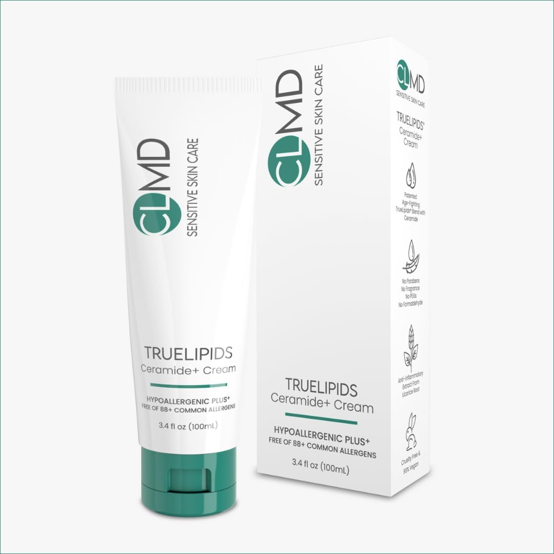 CLMD TrueLipids Ceramide+ Cream – Deep Moisturizing Barrier Support for Sensitive Skin – Hydrates and Soothes – Hypoallergenic, Nourishing, and Dermatologist-Tested – 3.4 fl oz