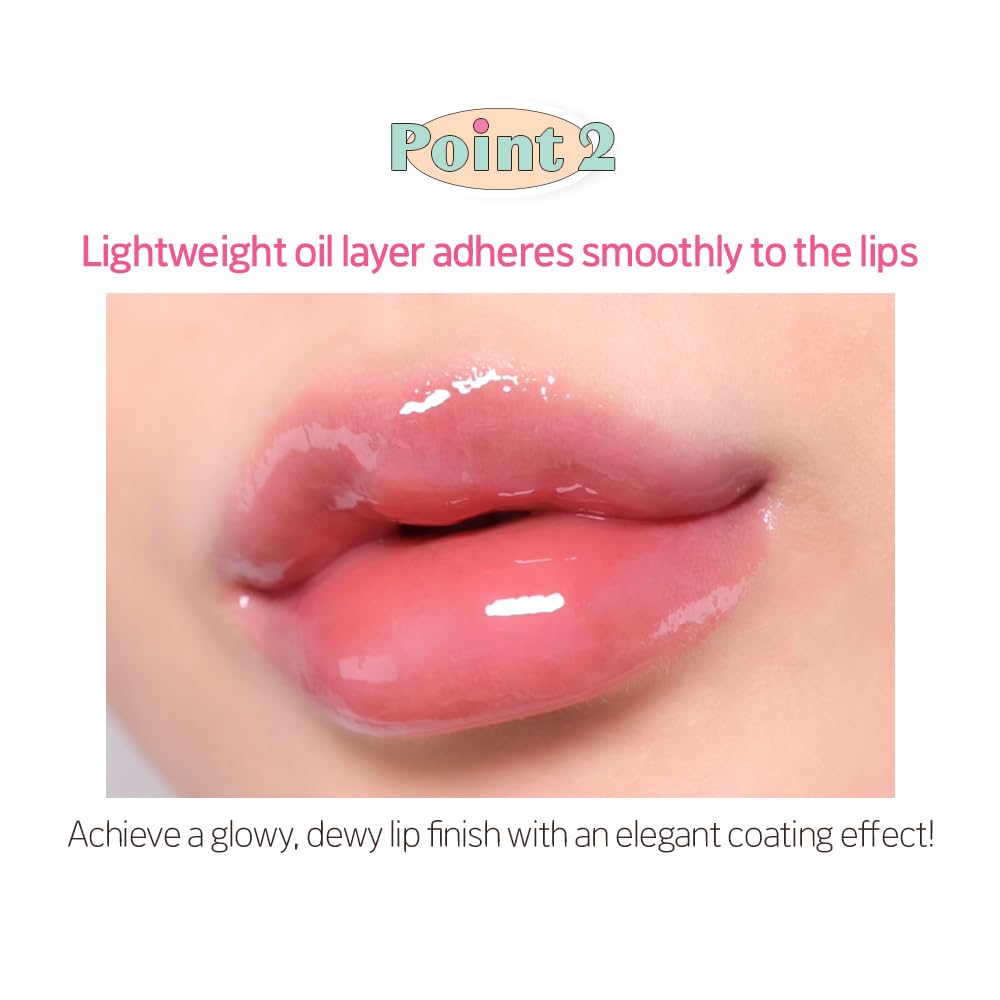 ETUDE Over Glowy Lip Gloss #2 Cotton Candy | Non-Sticky Vegan Lip Tint | Moisturized & Long-lasting Lip Gloss | Daily Tint for Dry Lips, Korean Makeup, K-beauty, Perfect for Gift